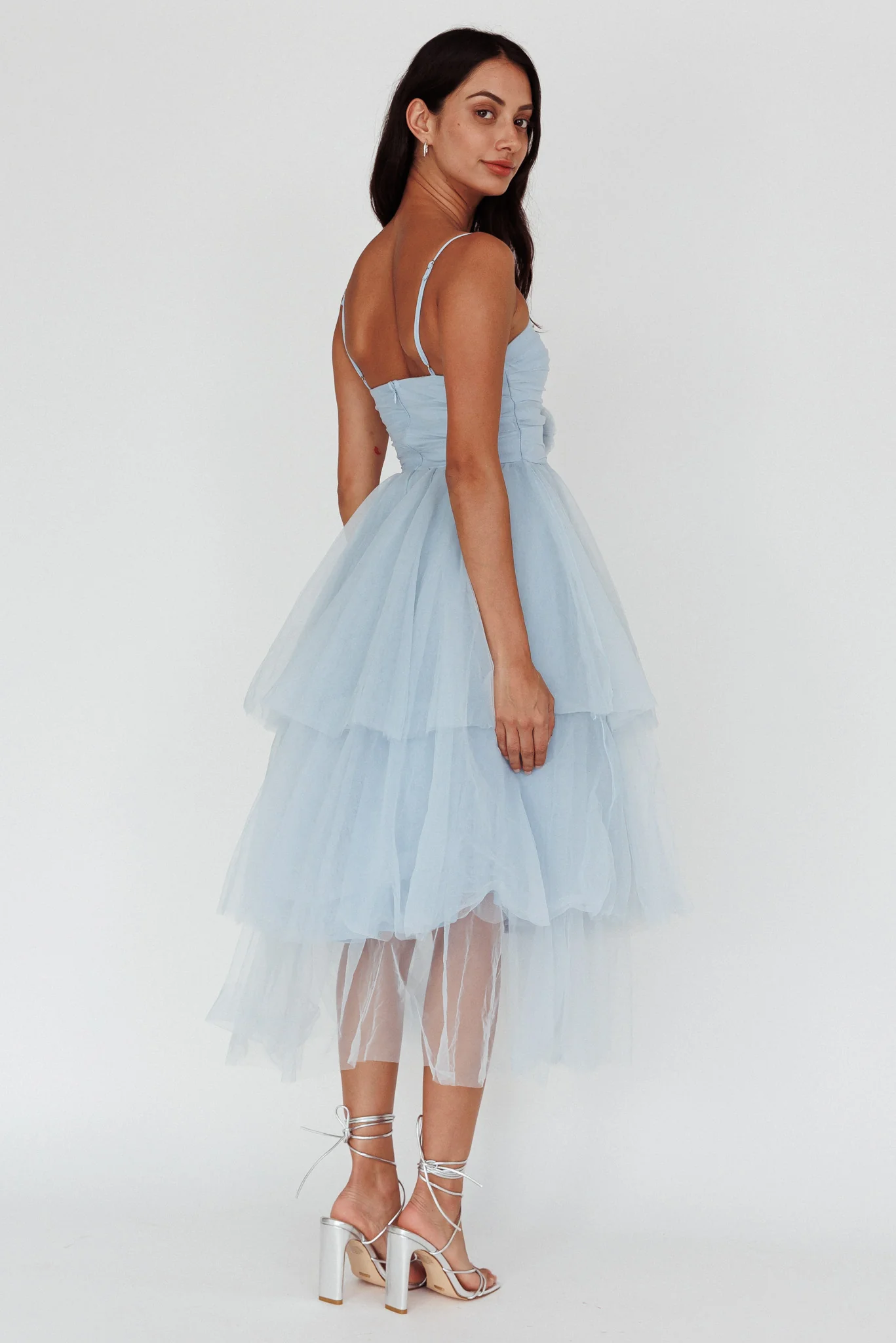 Seraphina Rose Bodice Tulle Midi Dress Baby Blue - Seraphlike