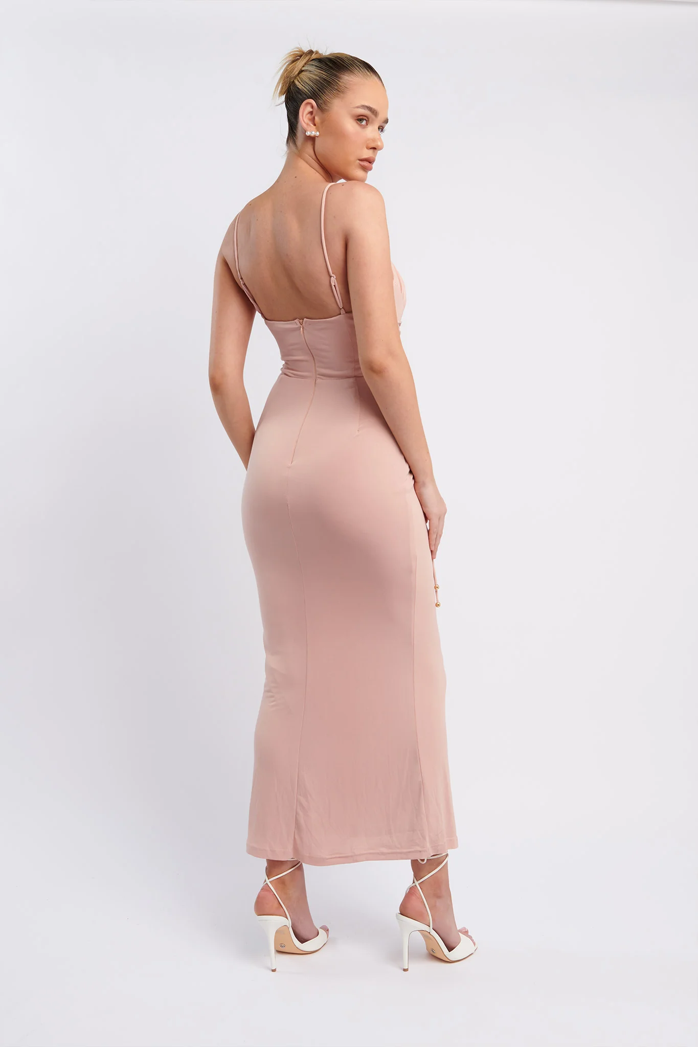 Graziella Laced Corset Midi Dress Nude - Seraphlike