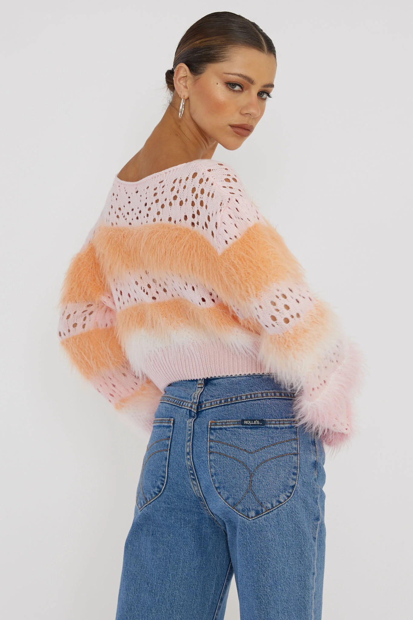 Borealis Fur Trim Knit Sweater Pink - Seraphlike