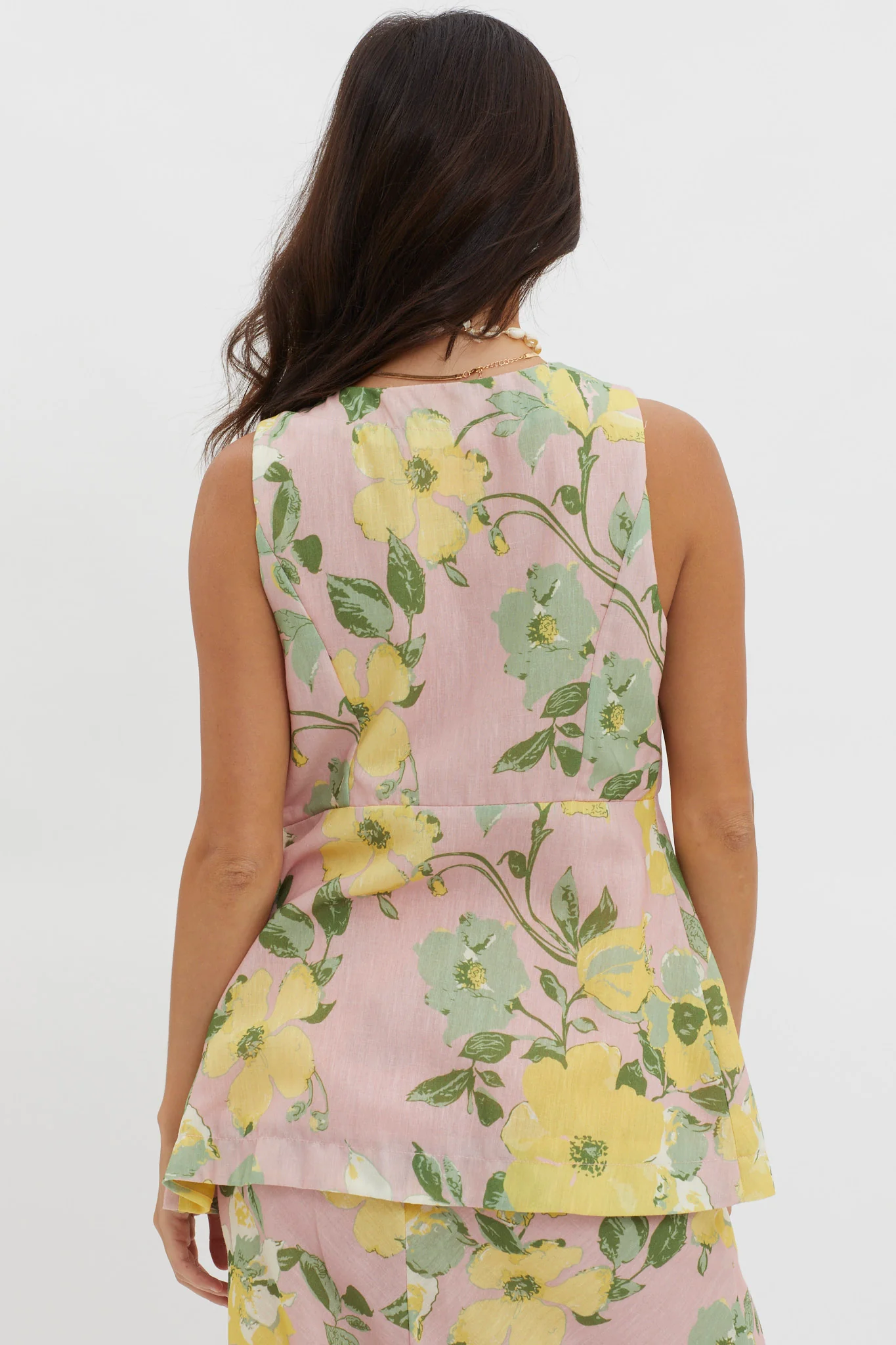 Philomena Button Vest Top Floral Blush - Seraphlike