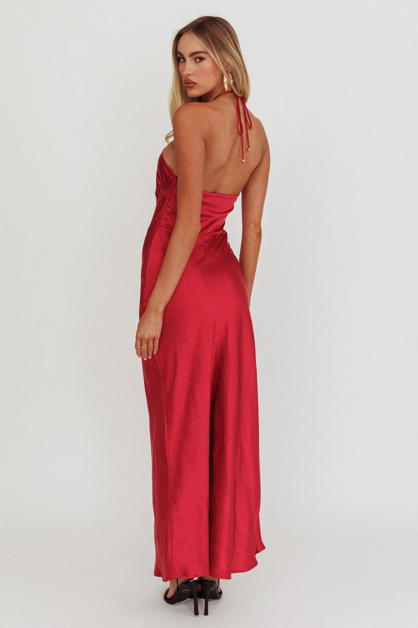 High Roller Flower Decoration Halter Dress Wine - Seraphlike