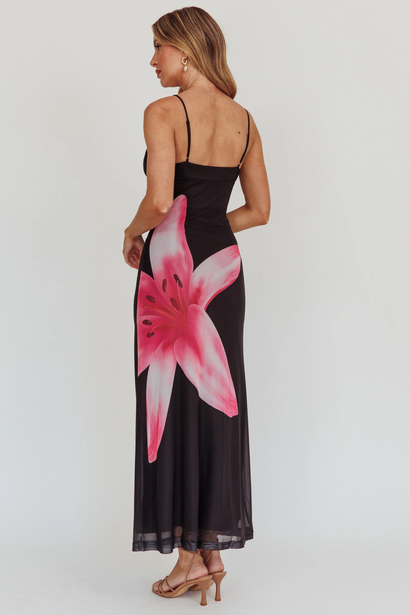 Kailua Floral Print Maxi Dress Black - Seraphlike