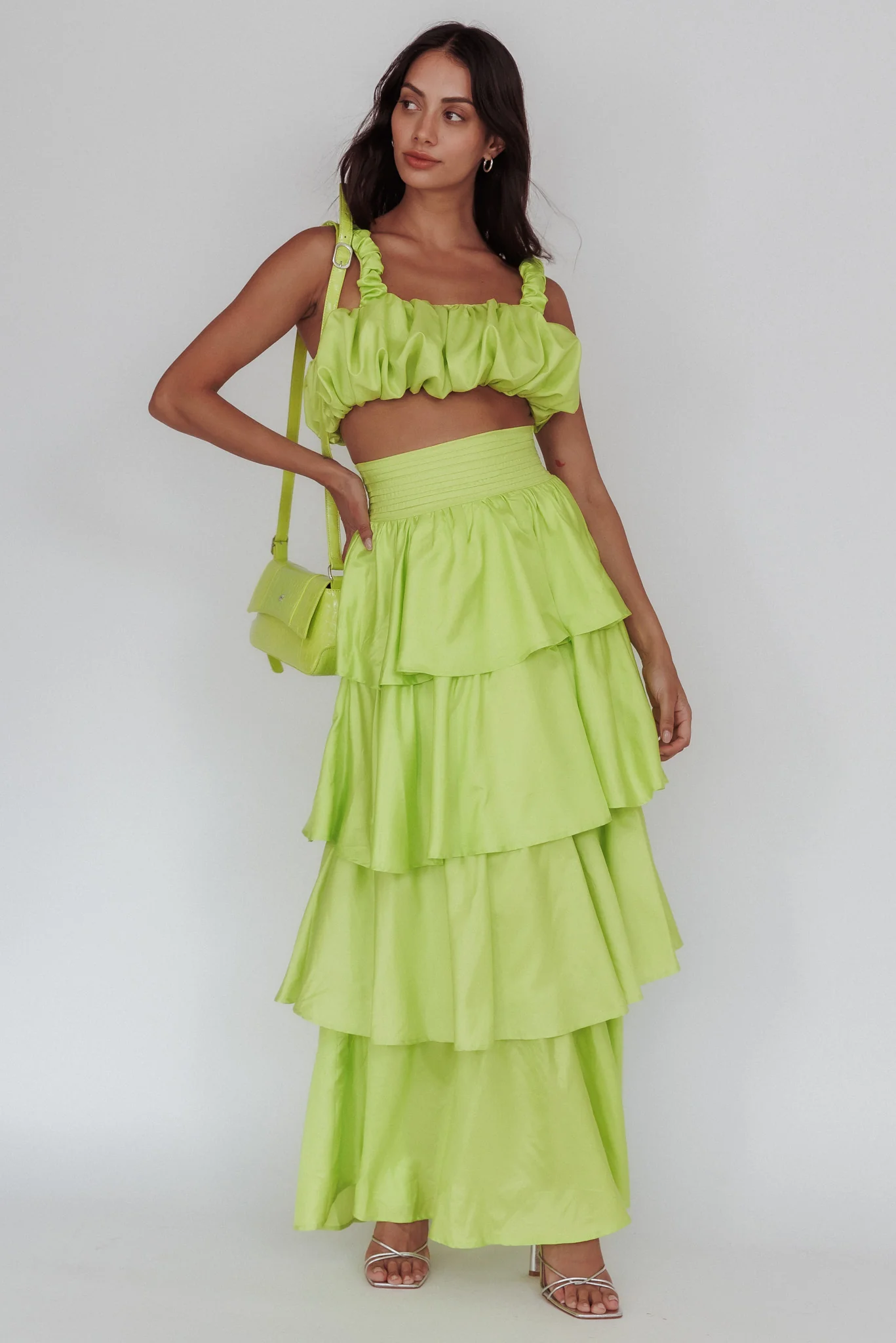 Sozo Layered Maxi Skirt Lime - Seraphlike