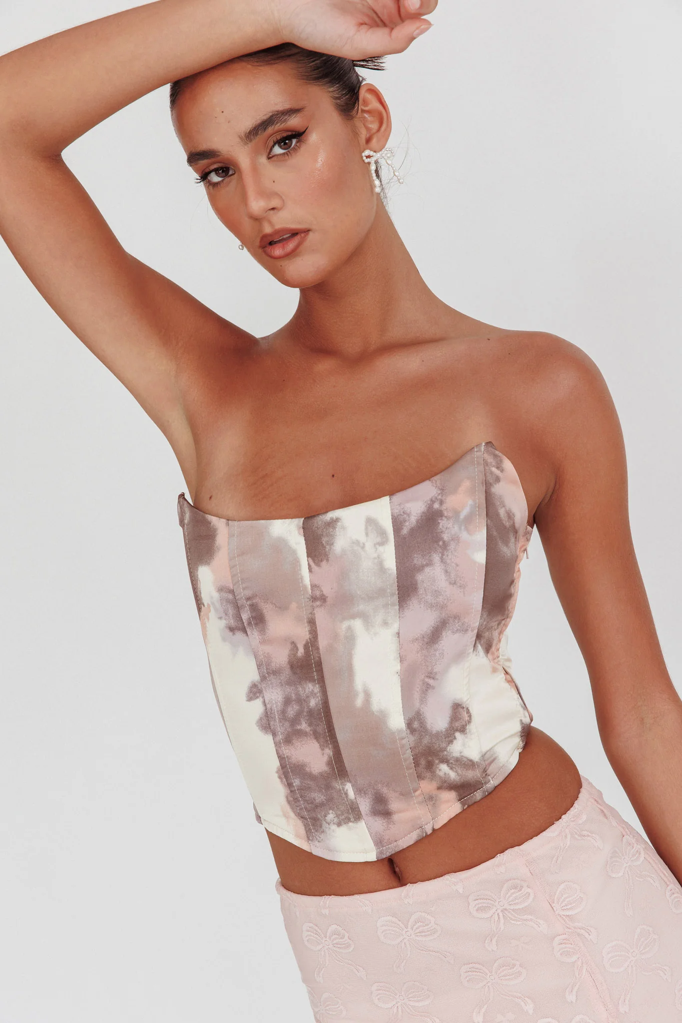Emmalyn Corset Top Peach Multi - Seraphlike
