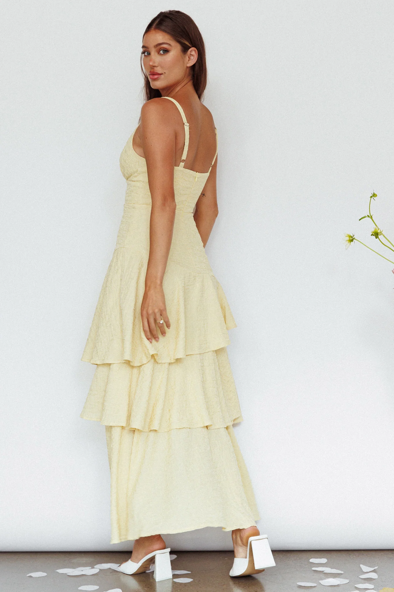 New Vibes Layered Hem Maxi Dress Lemon - Seraphlike