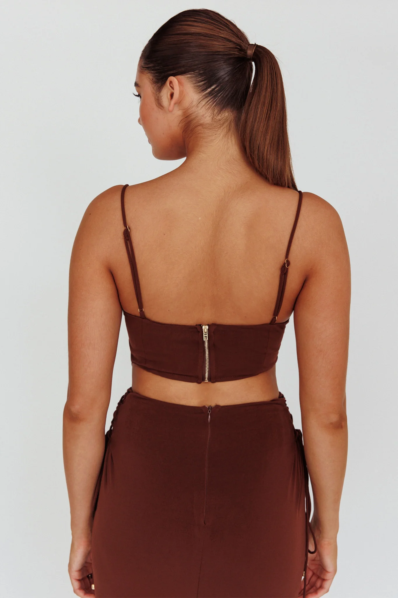 Graziella Corset Crop Top Chocolate - Seraphlike