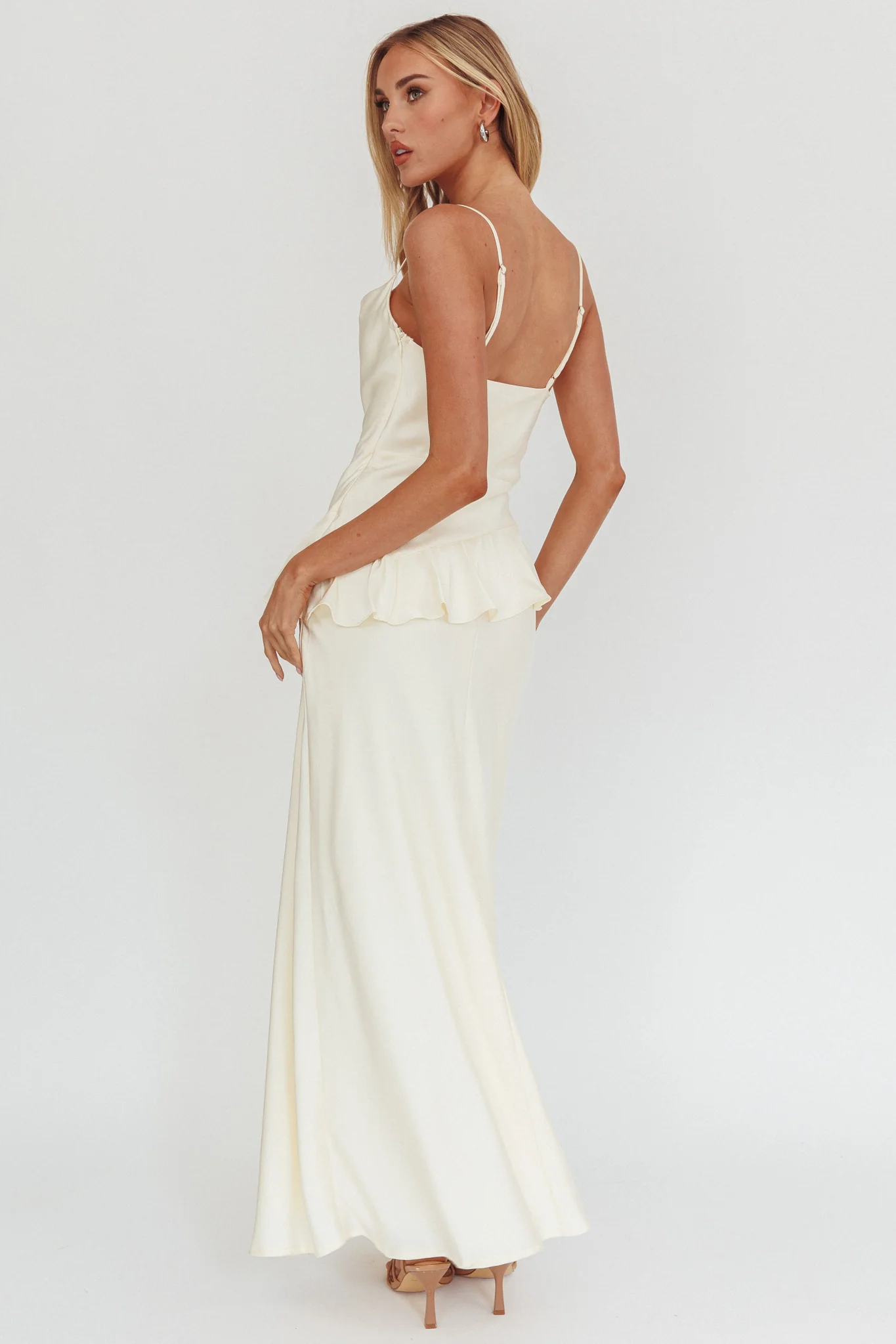 Jerica Ruffle Waist Maxi Dress Butter - Seraphlike