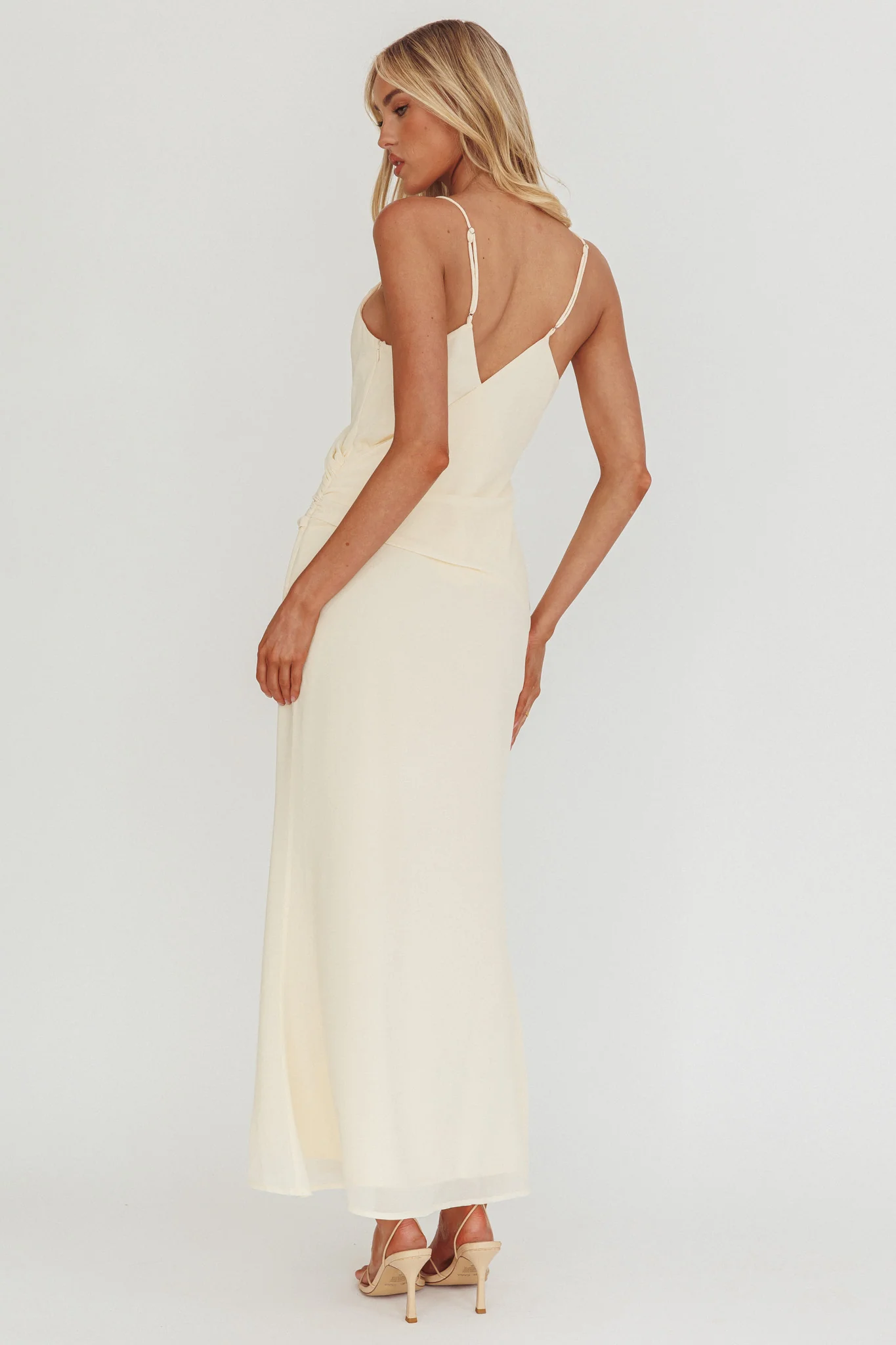 Lexxi Crossover Gathered Waist Maxi Dress Butter - Seraphlike