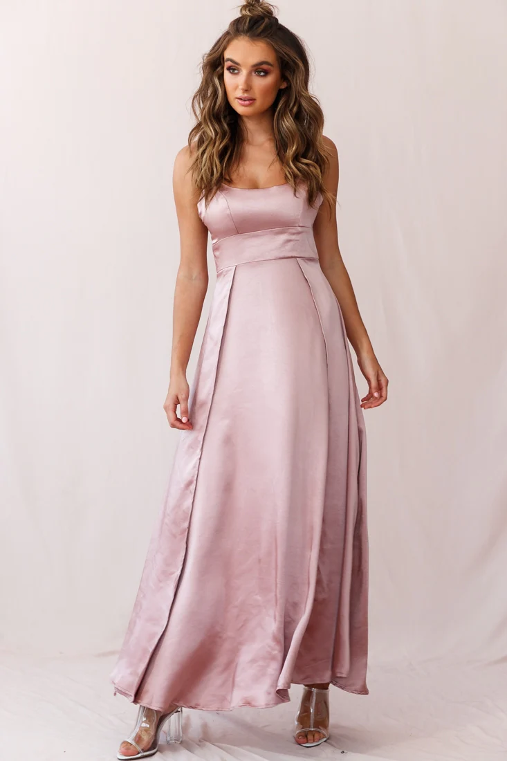 Joanne Empire Waist Maxi Dress Rose Gold - Seraphlike