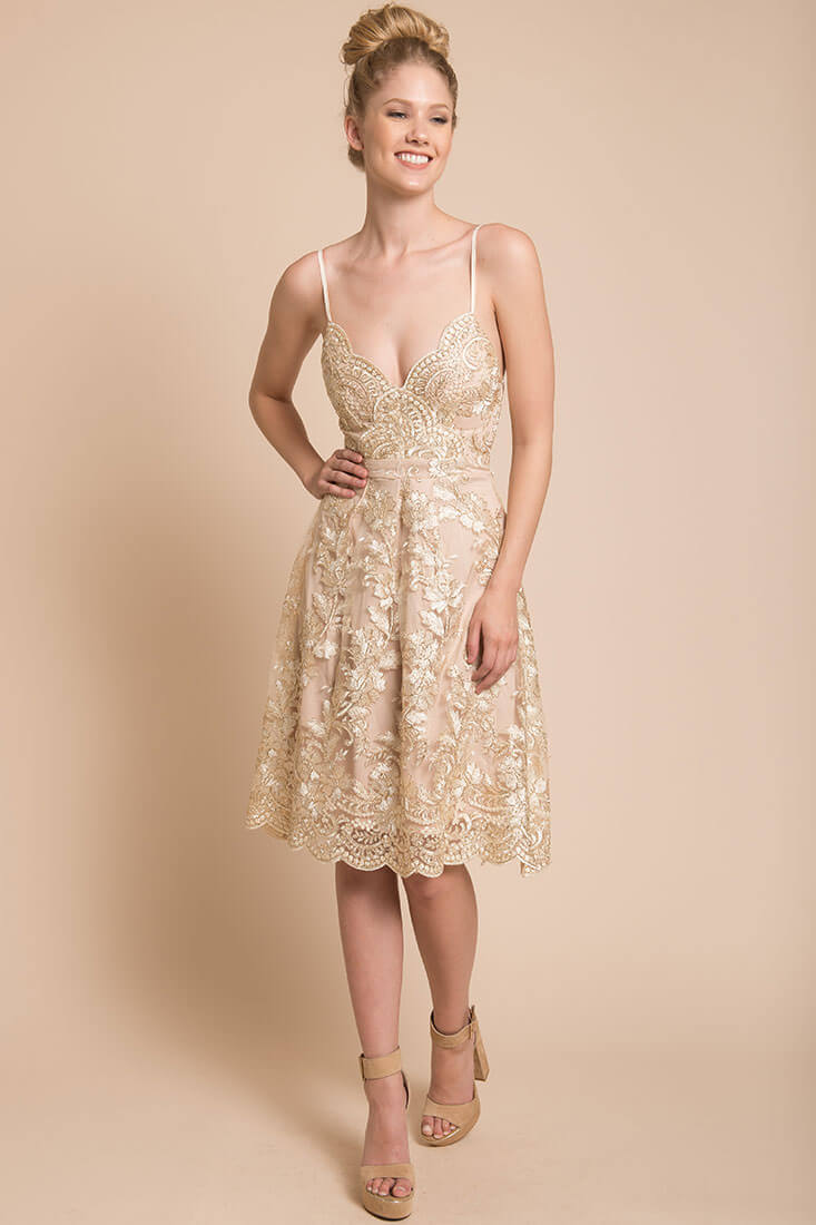 Delilah Lace Dress Beige - Seraphlike