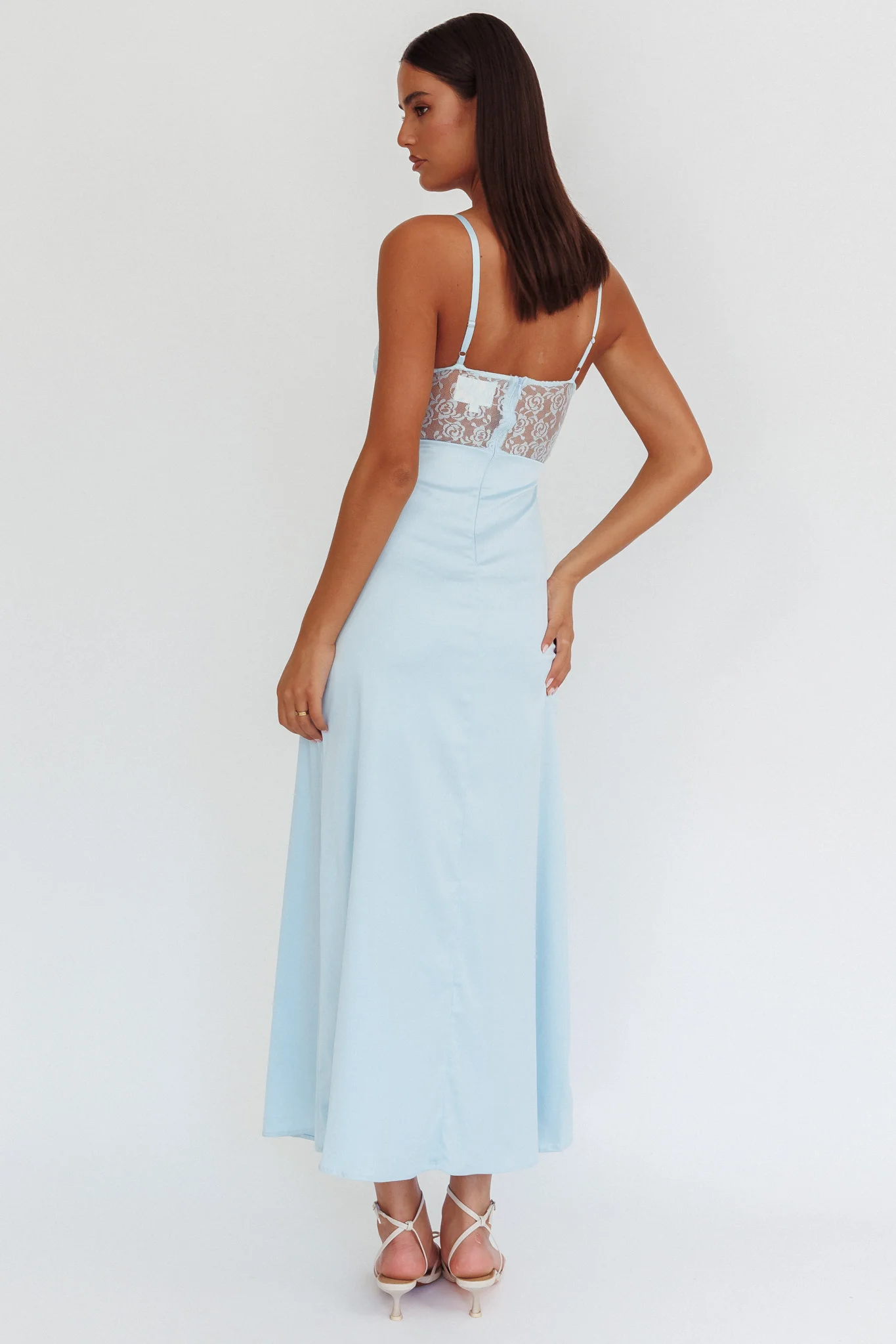Wyatt Lace Twish Bust Maxi Dress Baby Blue - Seraphlike