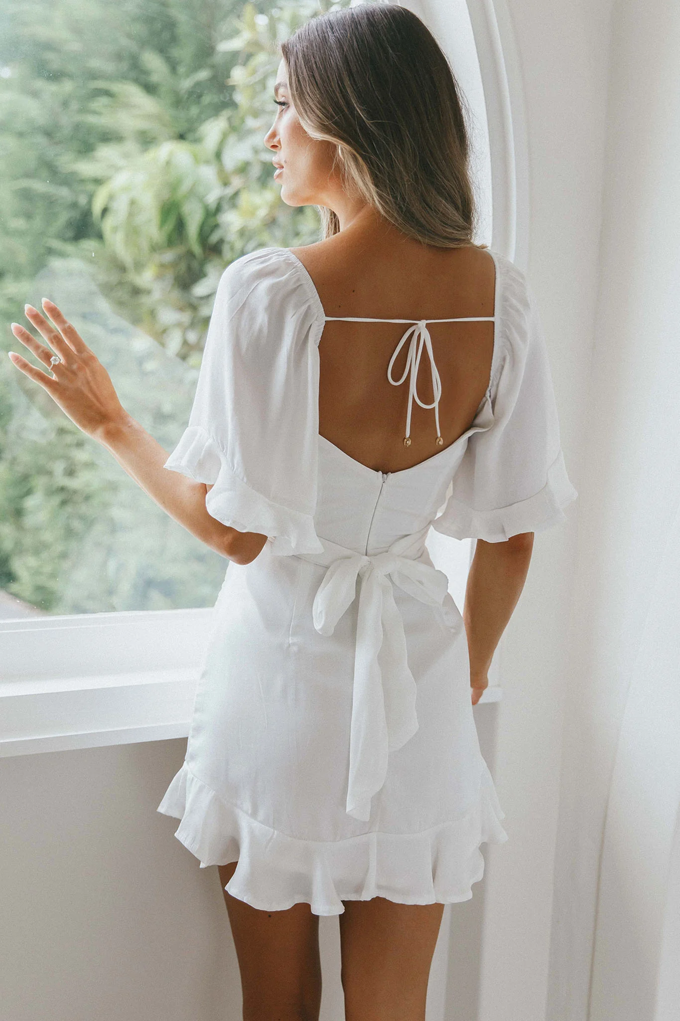 Hand In Mine Ruffle Hem Dress White - Seraphlike