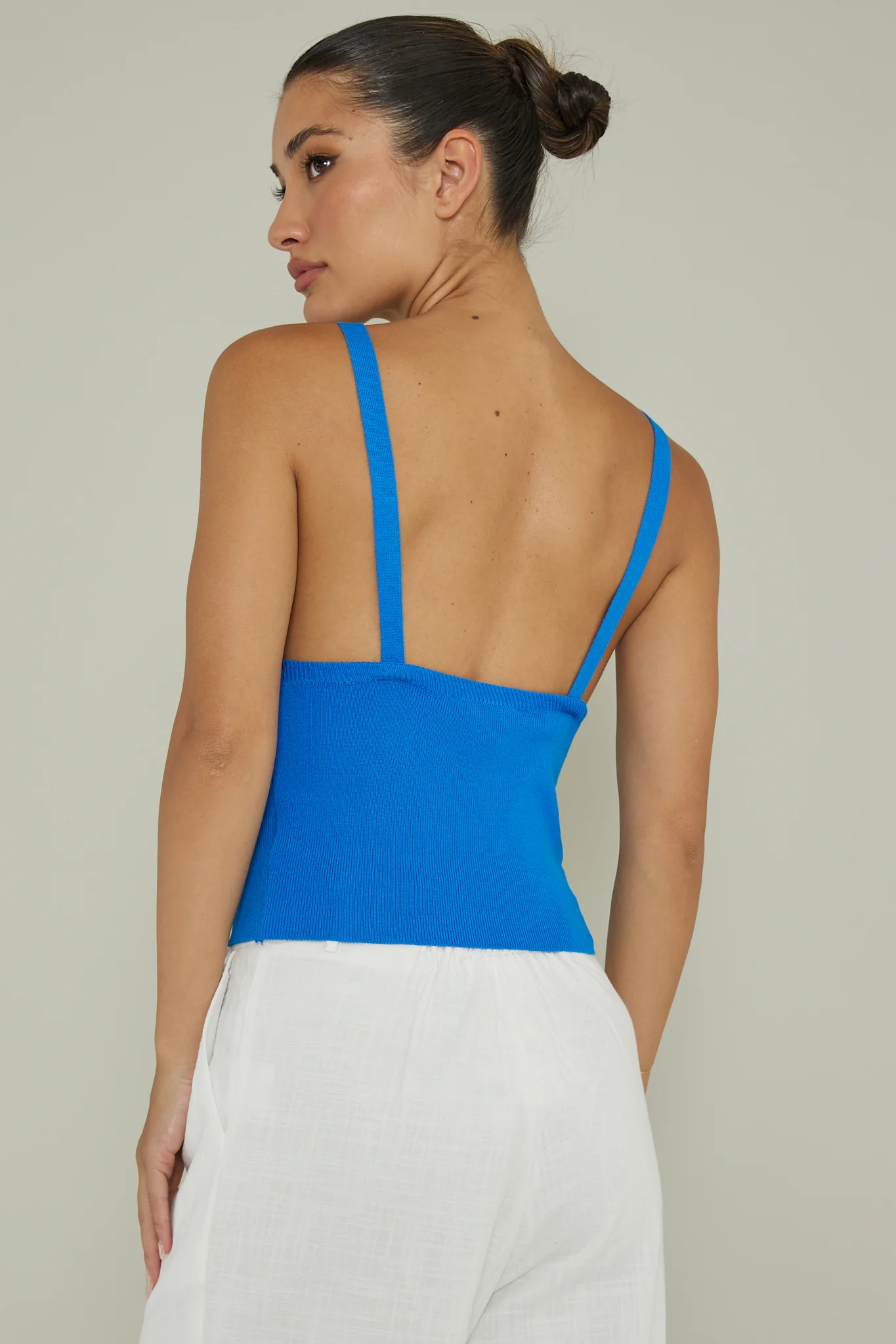 City V-Neck Knit Top Blue - Seraphlike