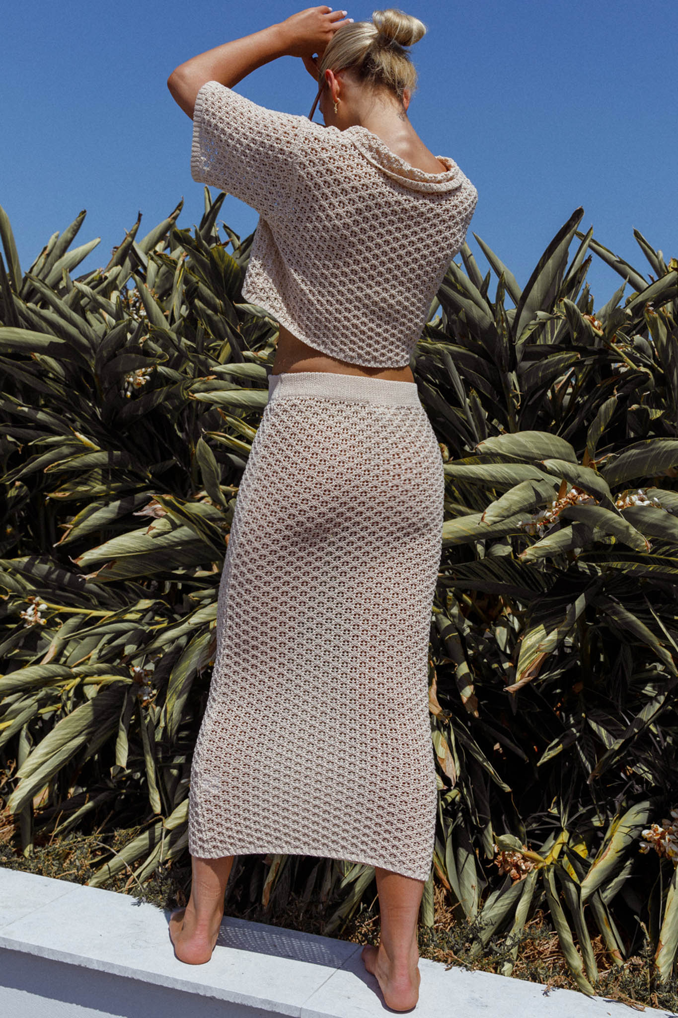 Summer Sunset Crochet Maxi Skirt Oat - Seraphlike