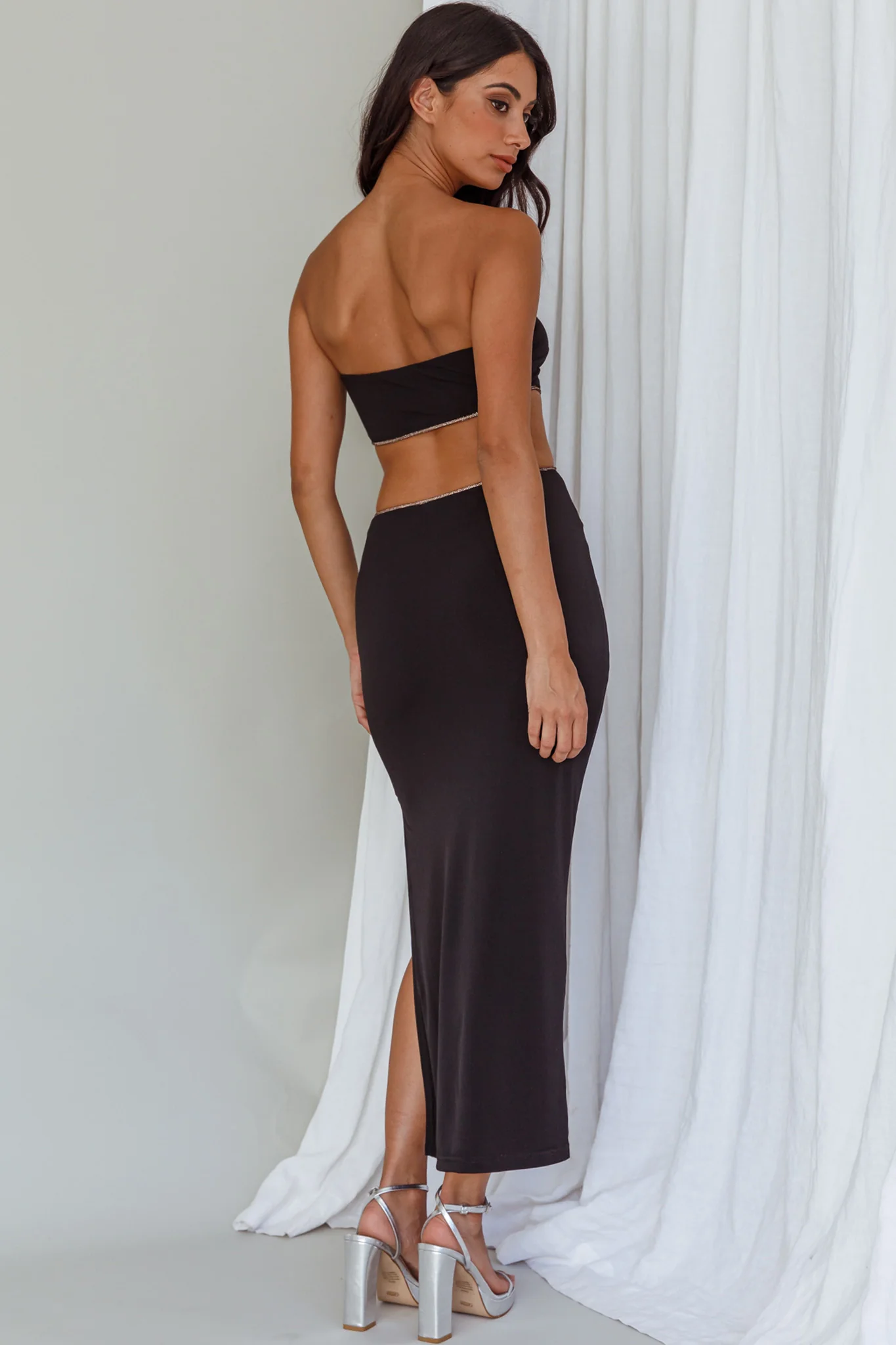 Bridget Cut-Out Midi Dress Black - Seraphlike