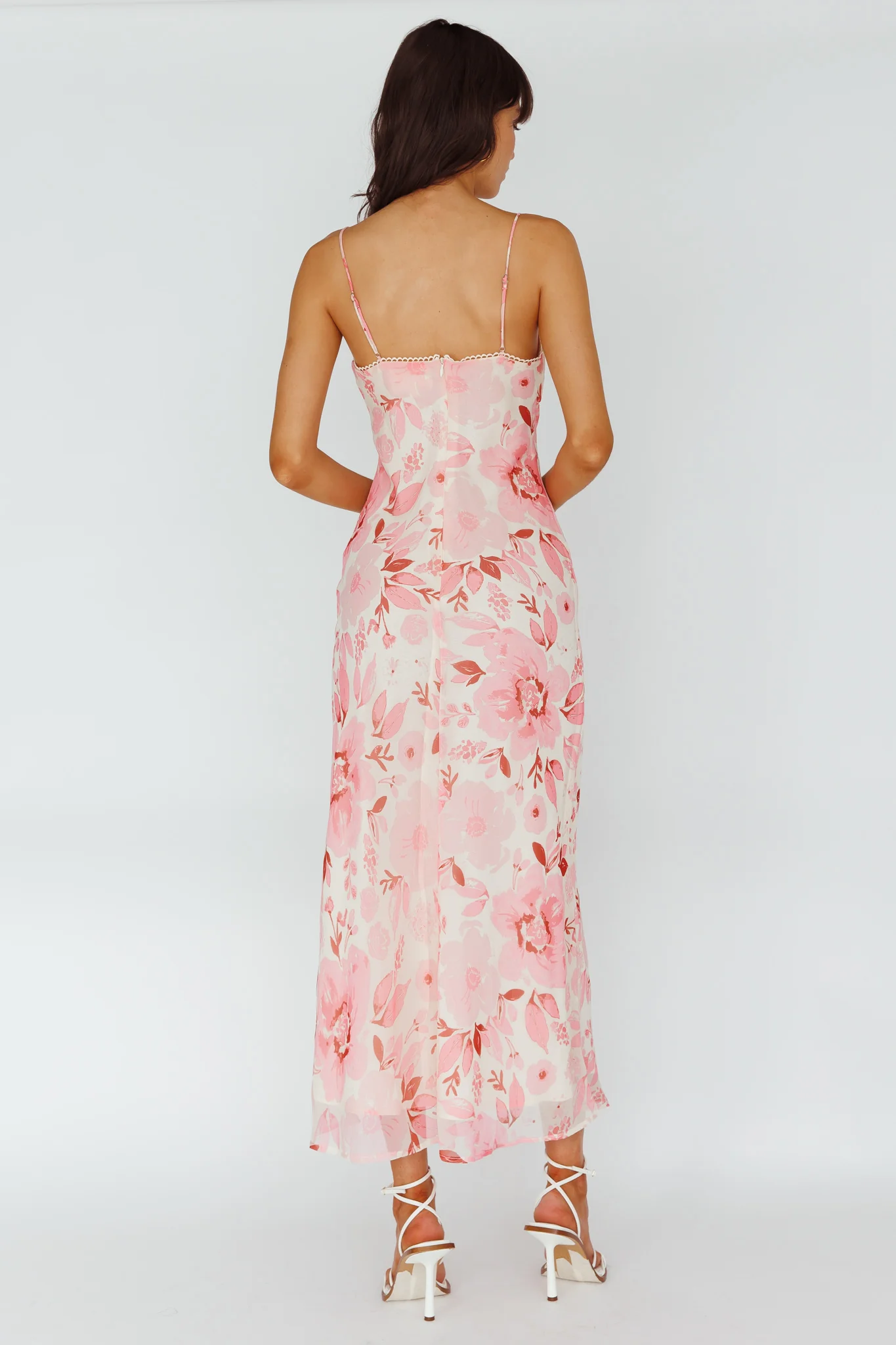 Egypt Cami Strap Midi Dress Floral Pink - Seraphlike