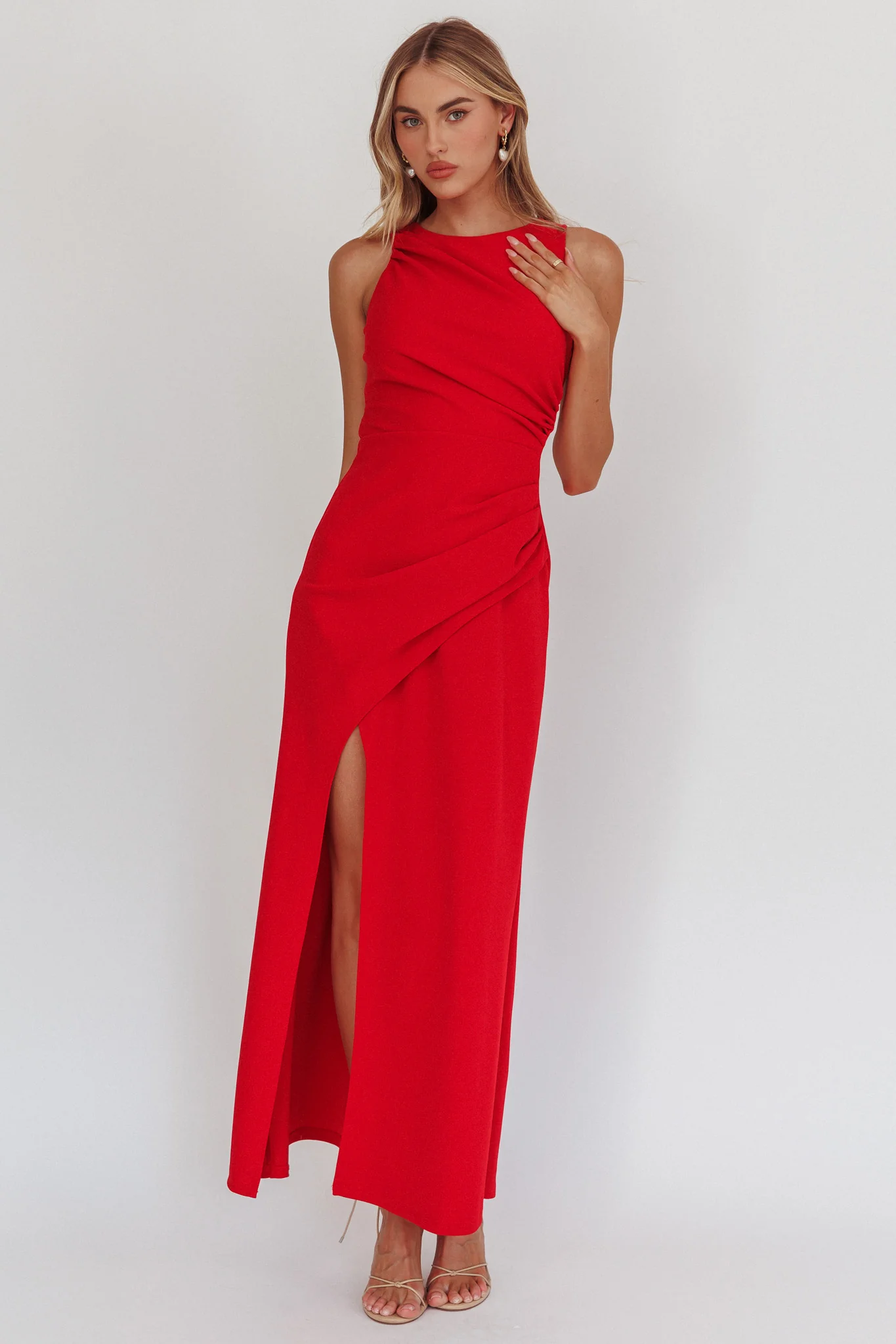 Firelights Lace-Up Back Maxi Dress Red - Seraphlike