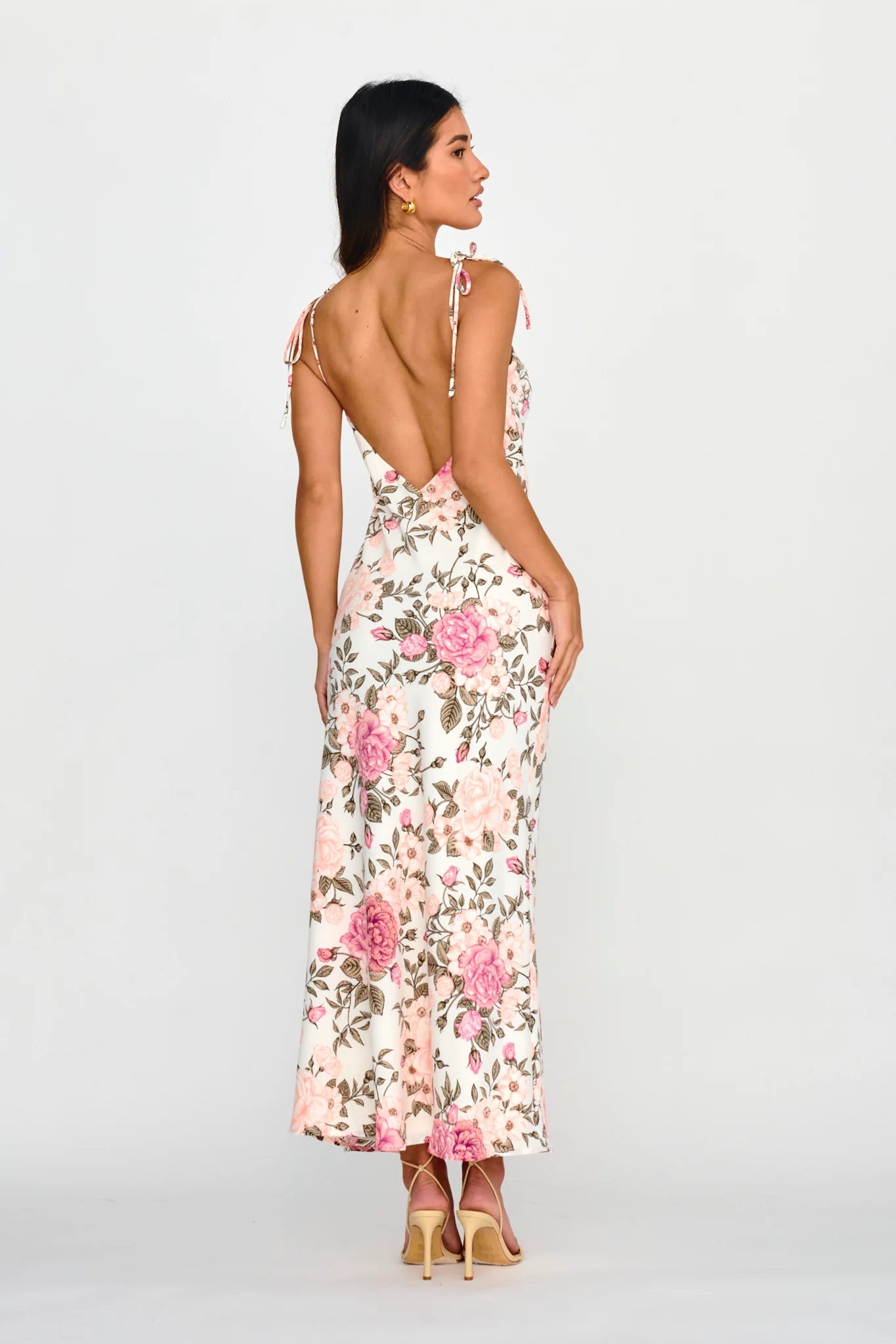 Florenze Tied Shoulder Dress Floral Pink - Seraphlike