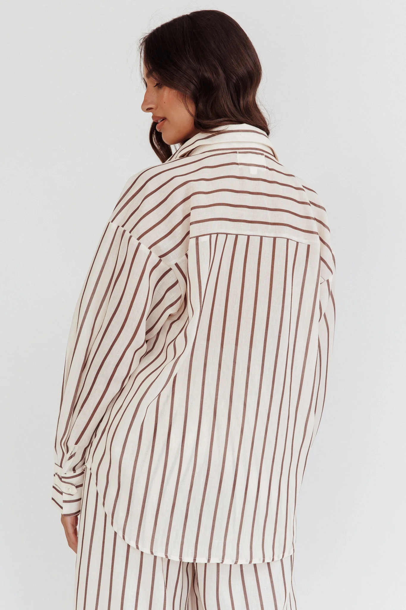 Alex Long Sleeve Shirt Stripe Latte - Seraphlike