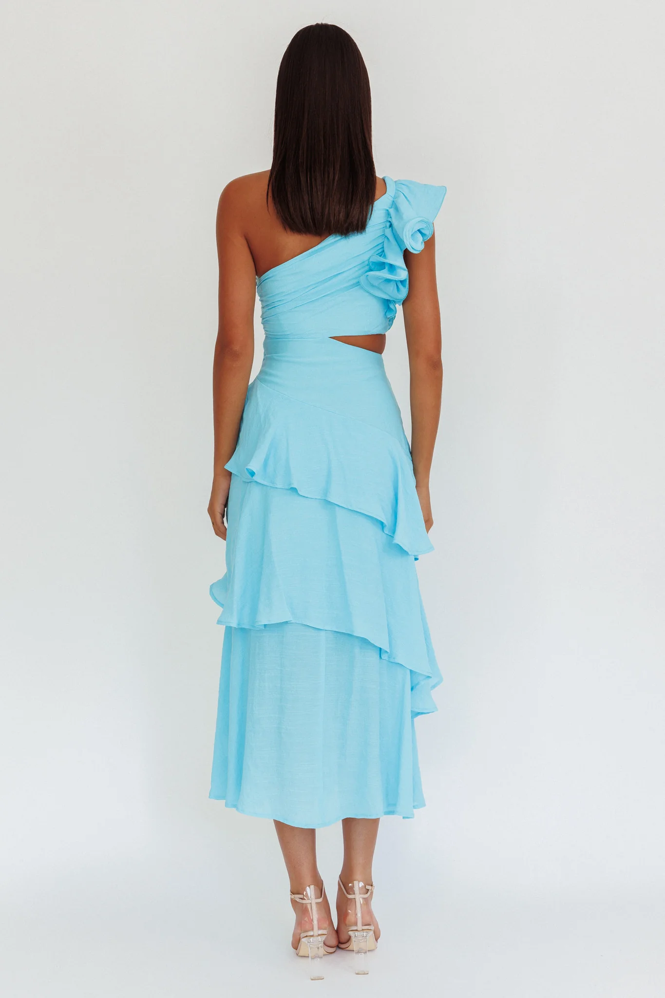 Deanna One-Shoulder Tiered Maxi Dress Blue - Seraphlike