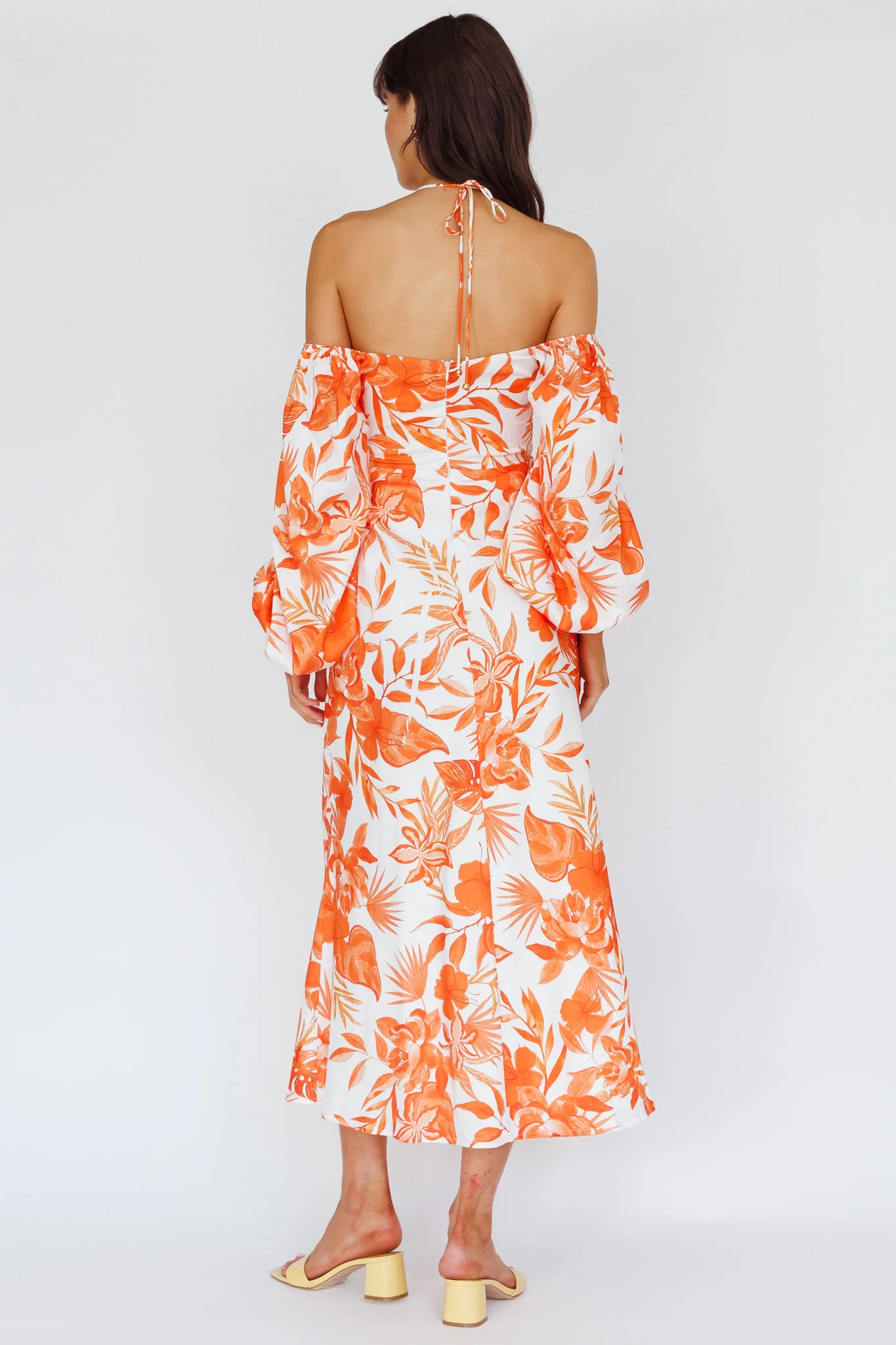 Nyree Long Sleeve Maxi Dress Tropical Orange - Seraphlike