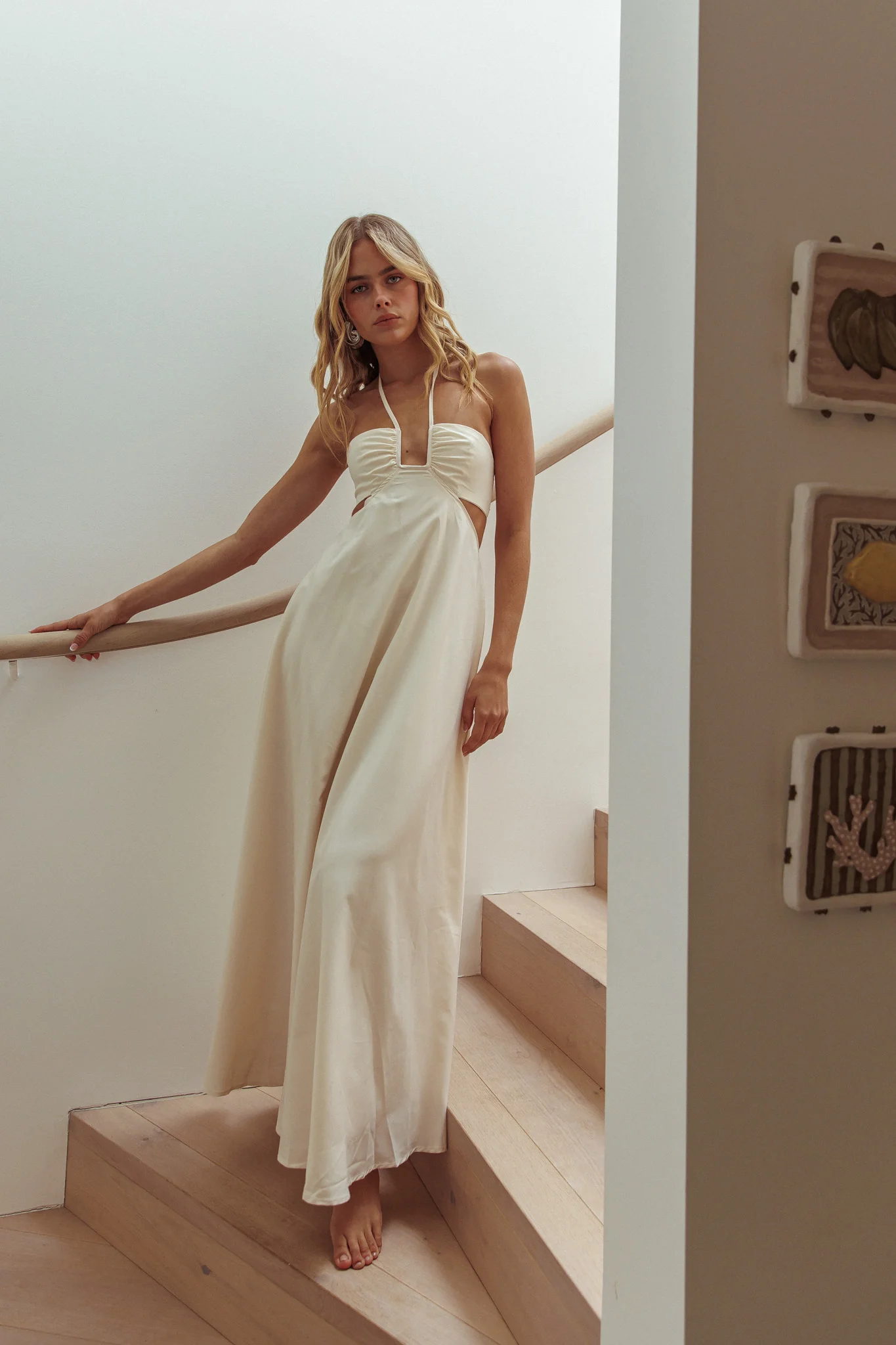 Onika Cut-Out Tied Back Maxi Dress Butter - Seraphlike