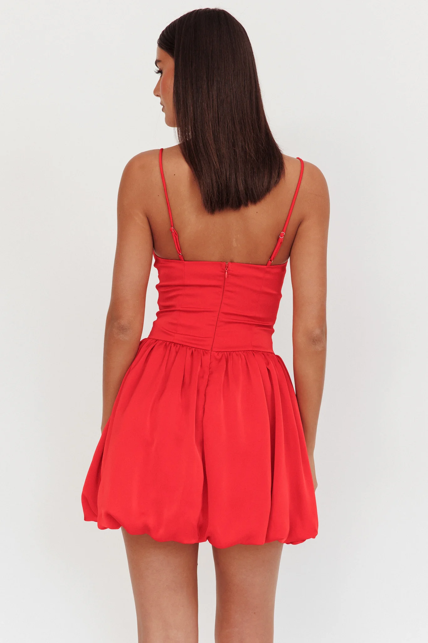Eye Catching Balloon Skirt Mini Dress Red - Seraphlike