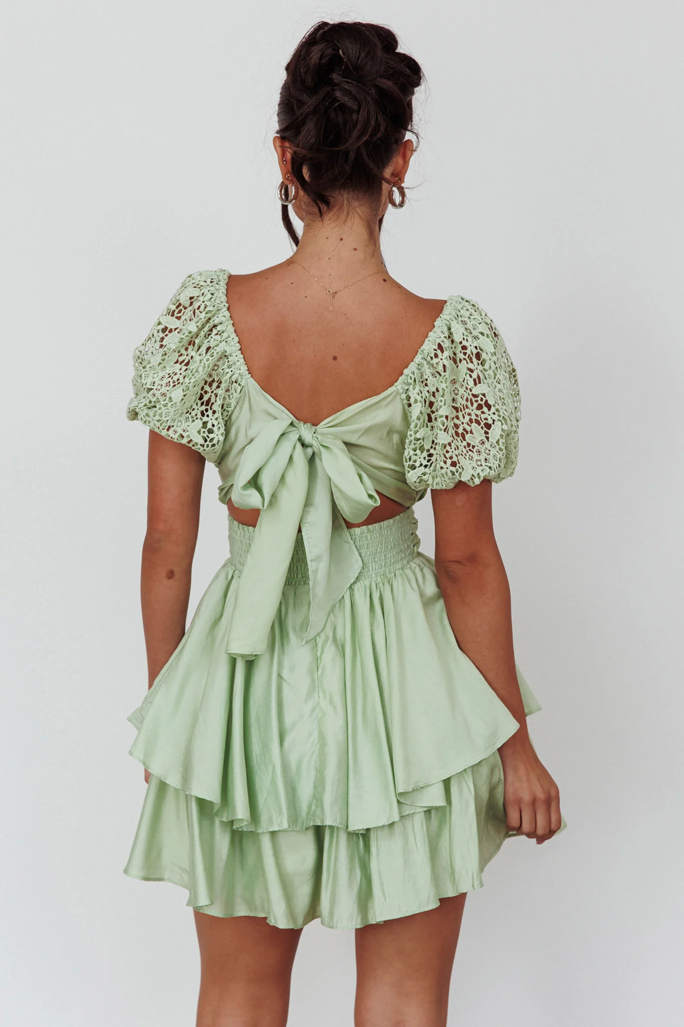 Hold My Halo Lace Sleeve Romper Sage - Seraphlike