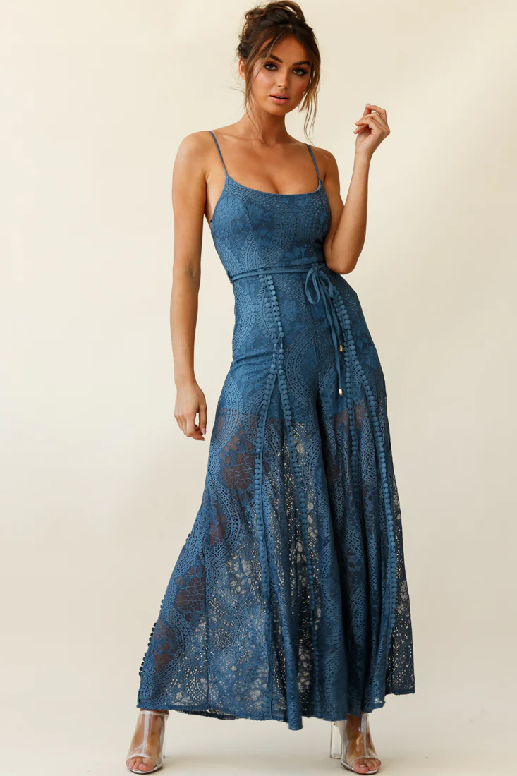 Palm Springs Lace Jumpsuit Midnight Blue - Seraphlike