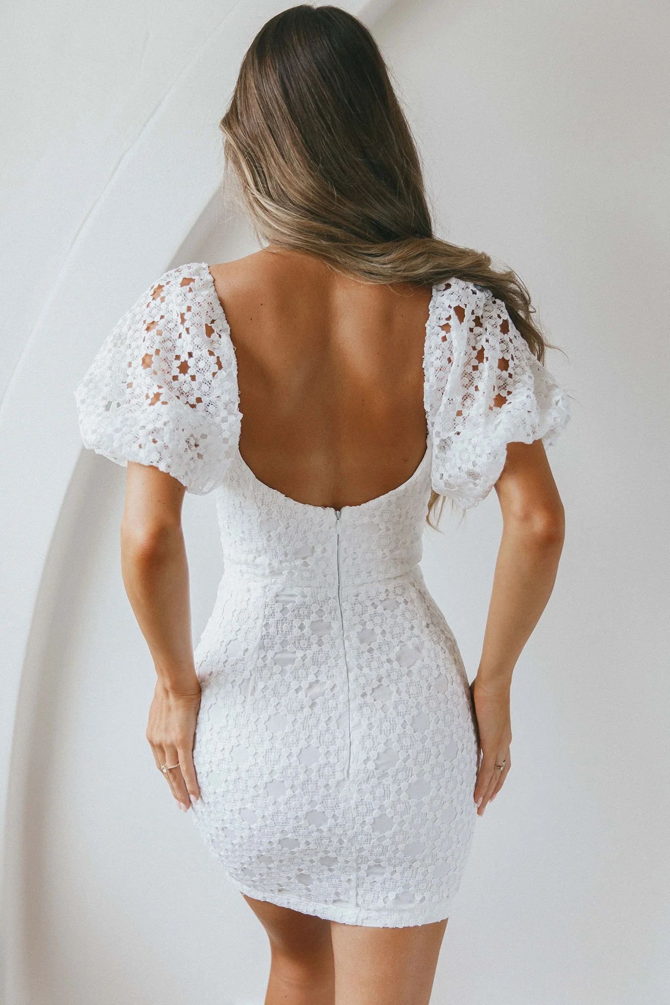 Catch Feelings Sweetheart Neckline Crochet Lace Overlay Dress White - Seraphlike
