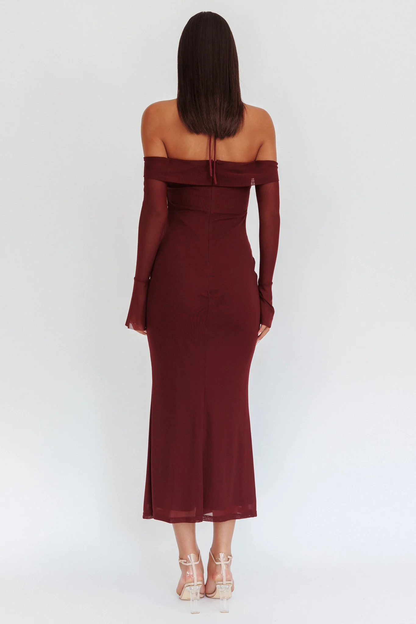Numbers Game Off-Shoulder Halter Maxi Dress Chocolate - Seraphlike
