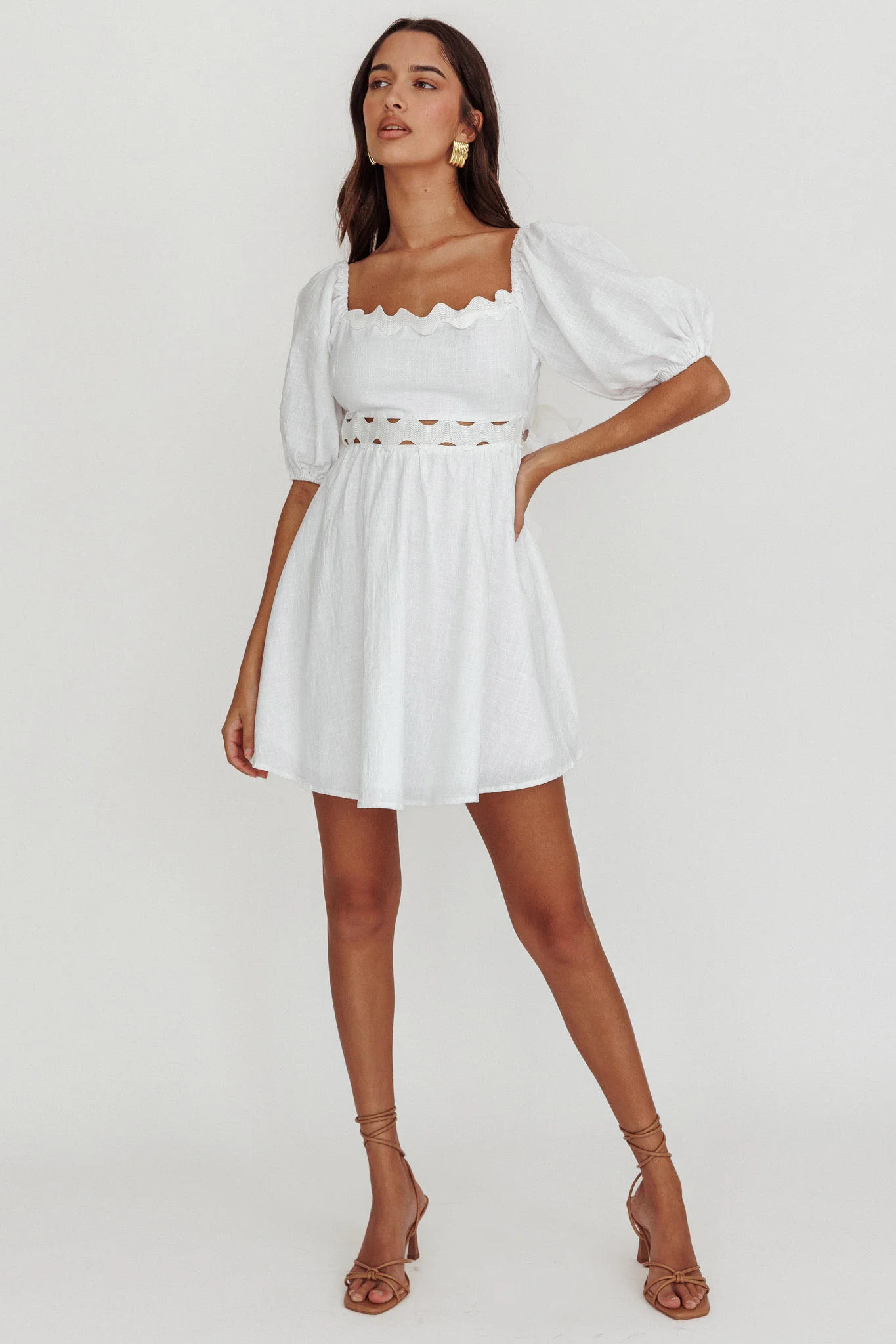 Akali Puff Sleeve A-line Mini Dress White - Seraphlike