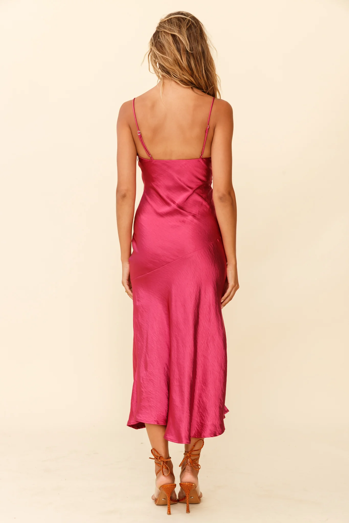 Well Versed Pleated Bust Front Split Dress Fuchsia - Seraphlike
