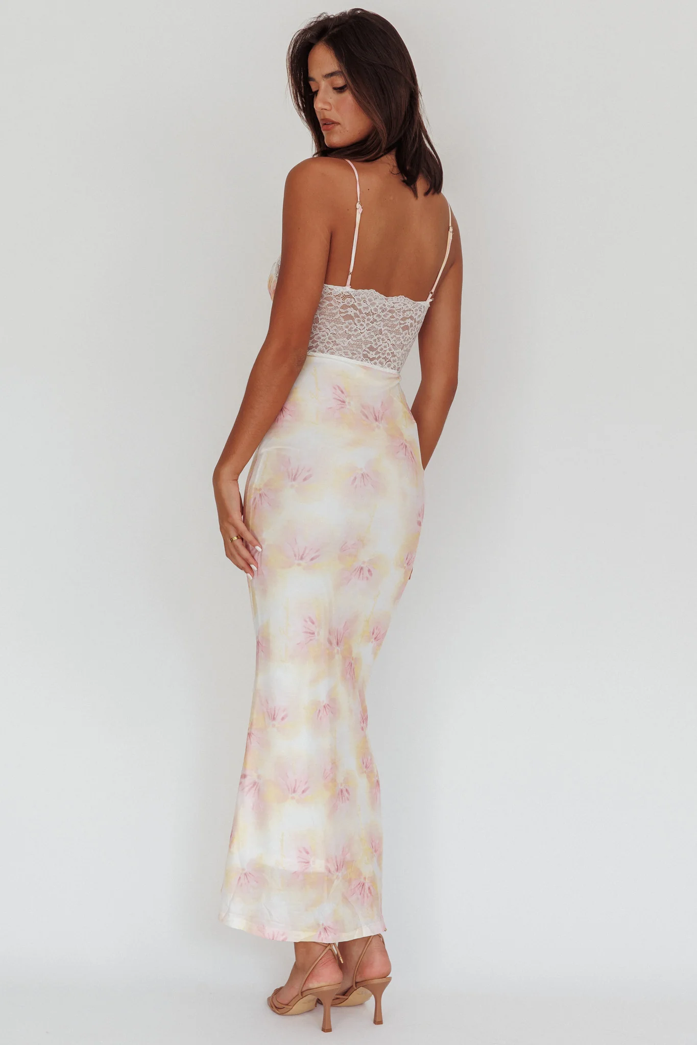 Super Shy Floral Lace Maxi Dress Pink - Seraphlike