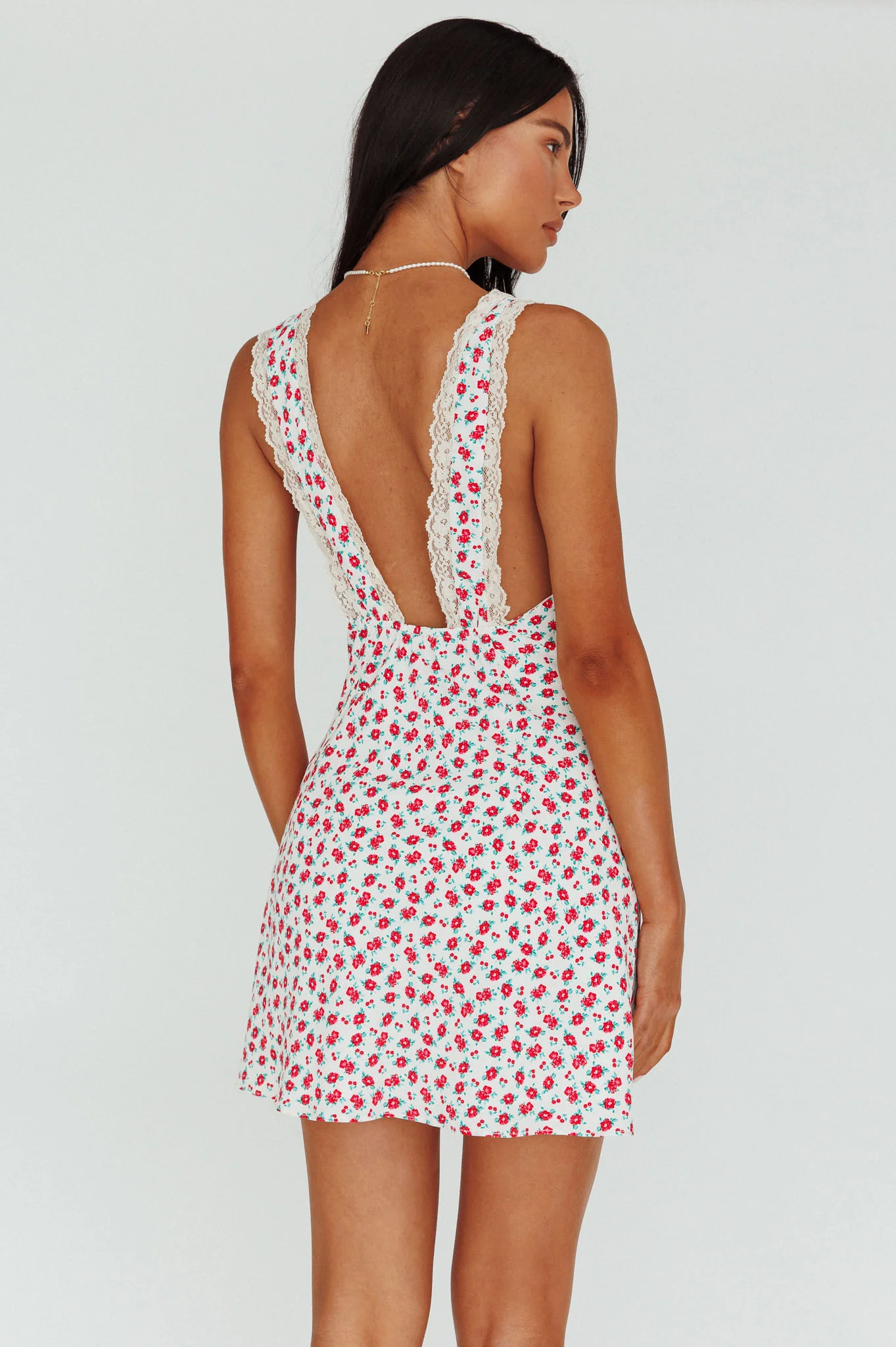 Vigo Lace Trim Sundress Floral White - Seraphlike