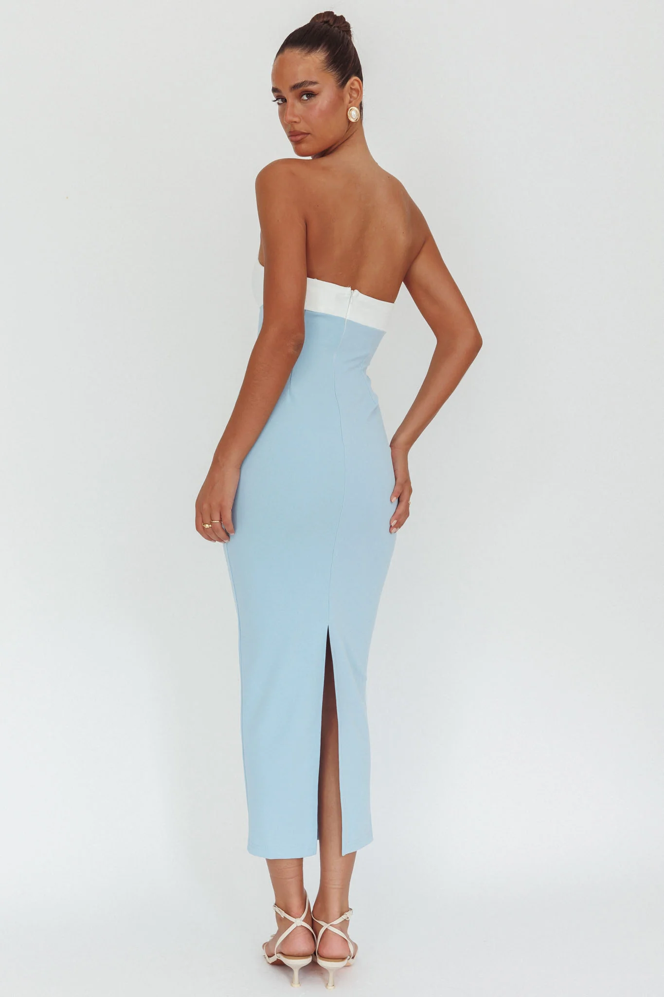 Regent Strapless Maxi Dress Contrast Blue - Seraphlike