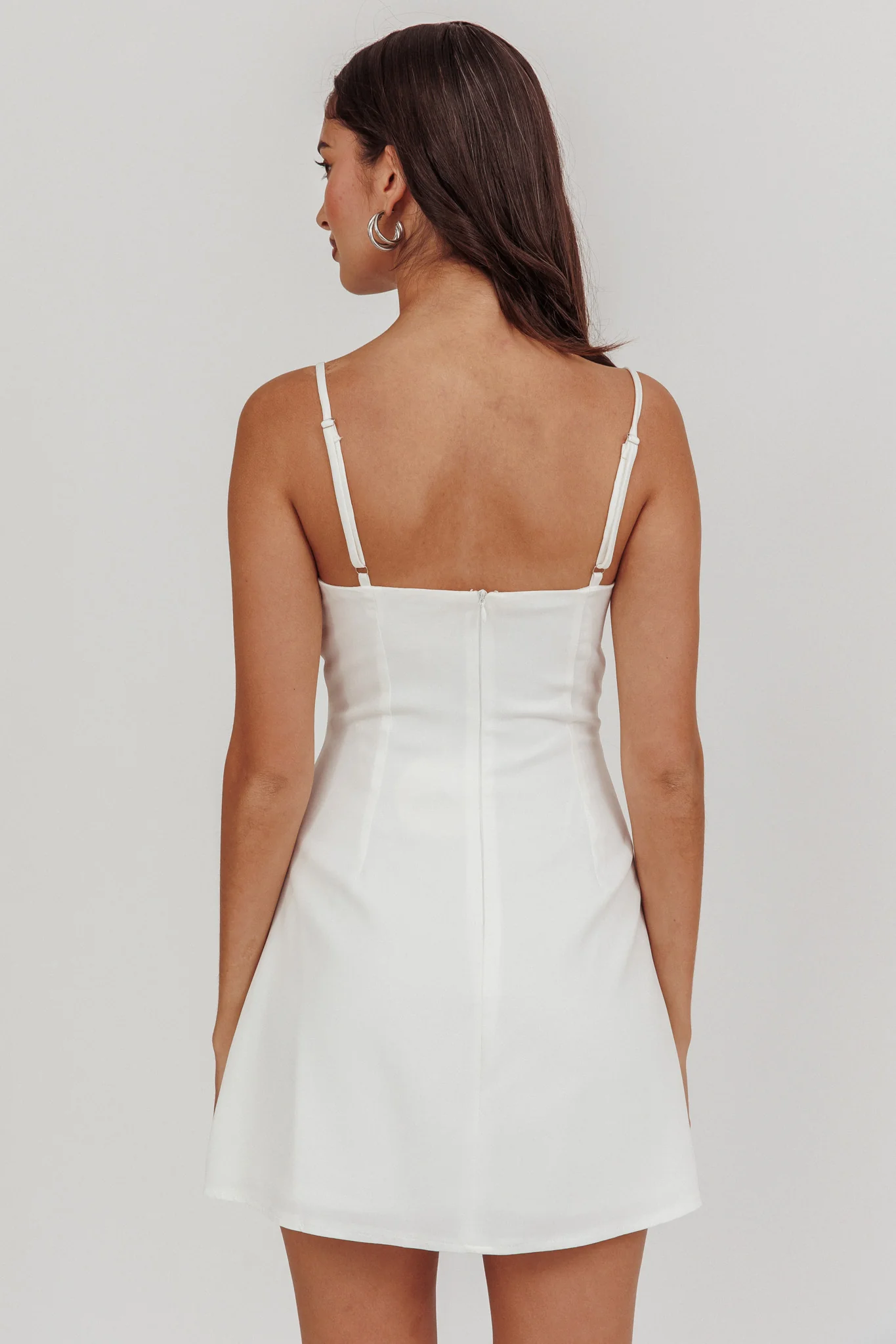 So Good Front Button Mini Dress White - Seraphlike