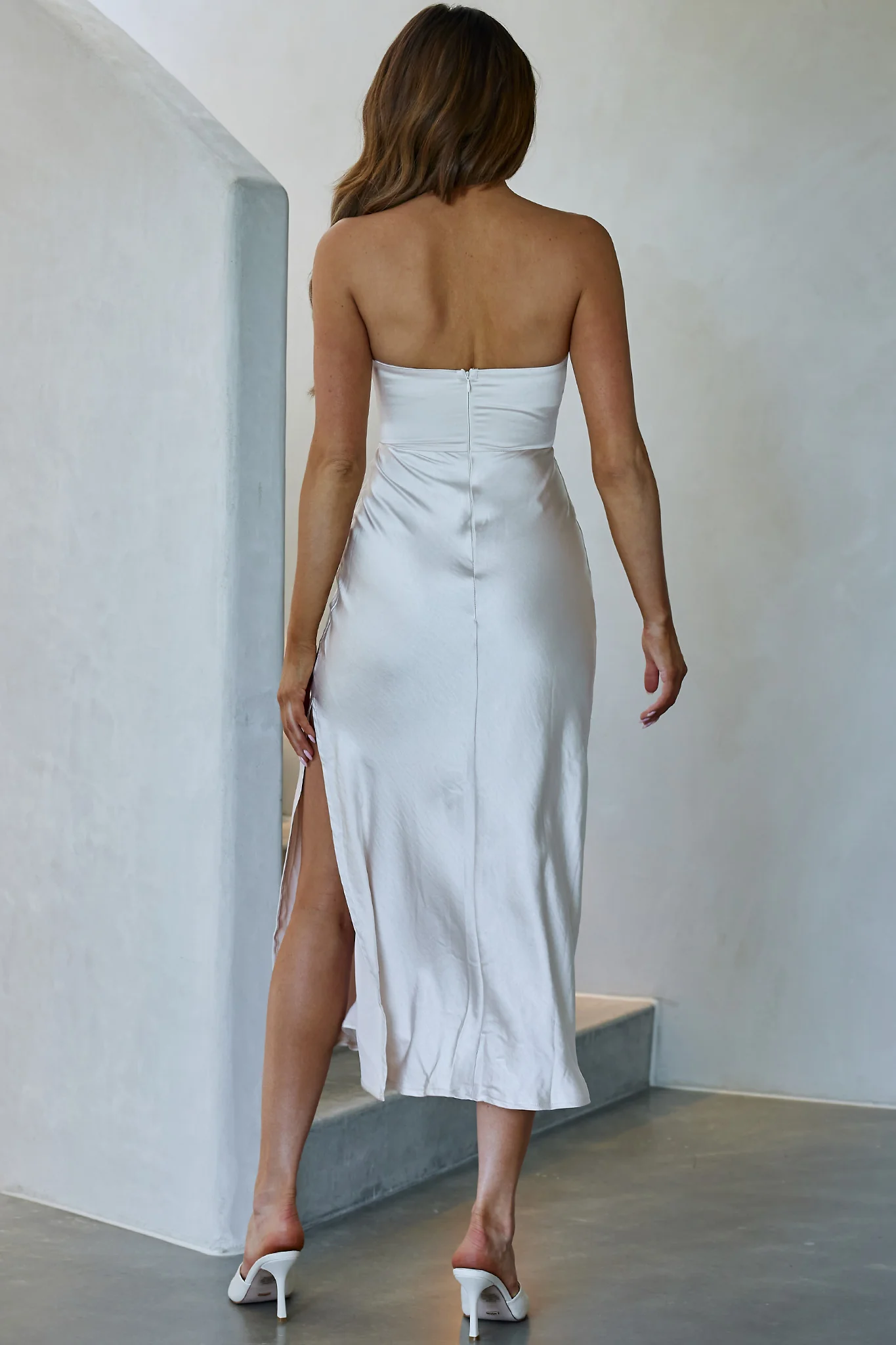 Ma Jolie Strapless Midi Dress Champagne - Seraphlike