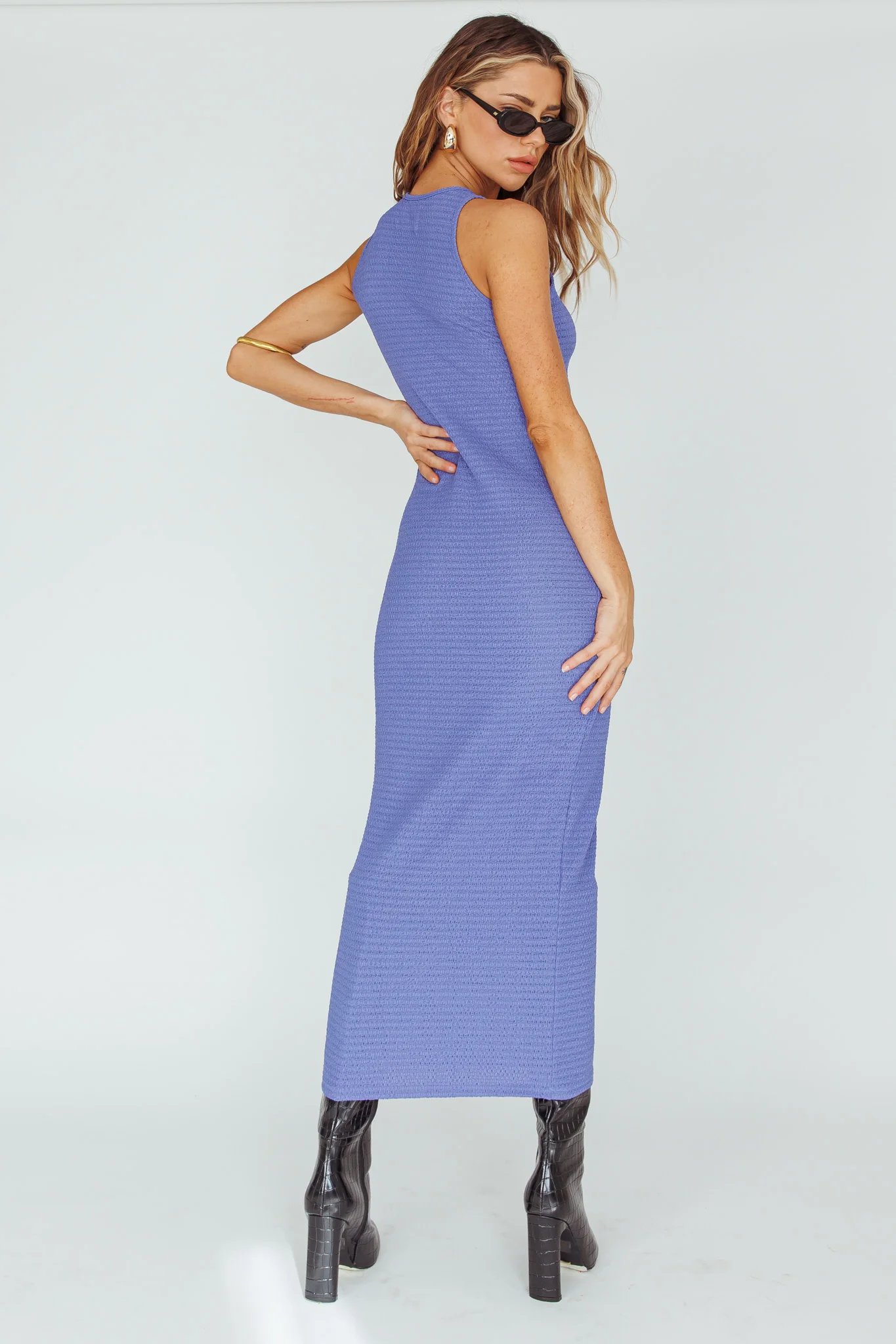Playa Hermosa Keyhole Midi Dress Blue Violet - Seraphlike