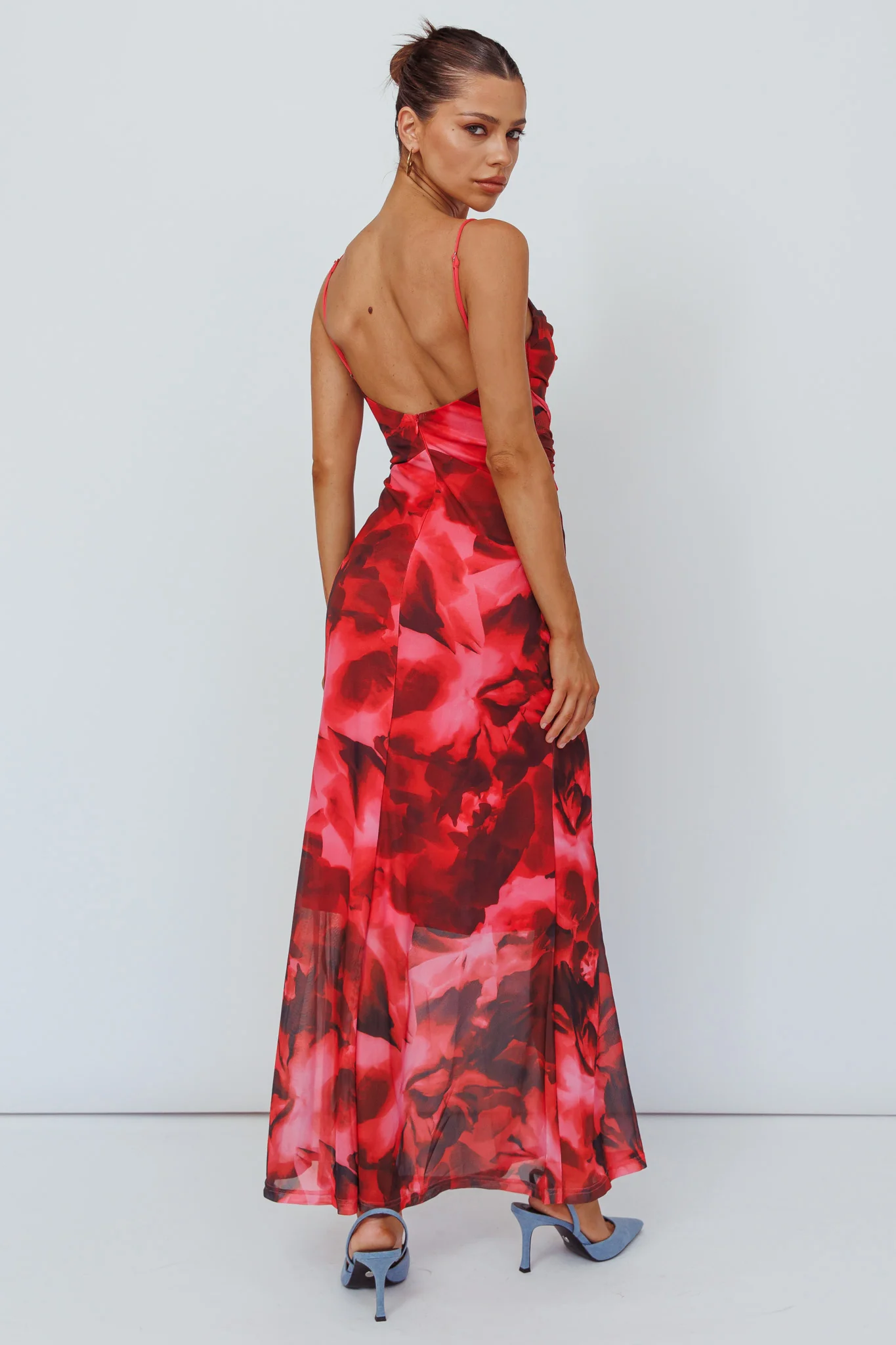 Beulah Twist Bodice Maxi Dress Floral Pink - Seraphlike