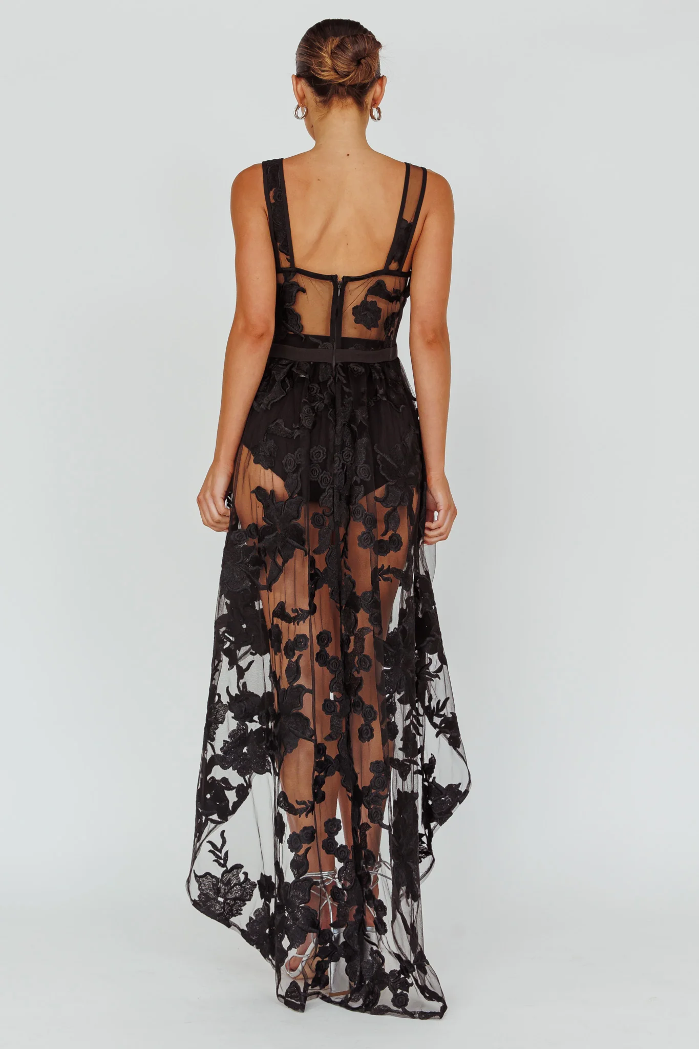 Moonlight Tango High-Low Mesh Top Black - Seraphlike