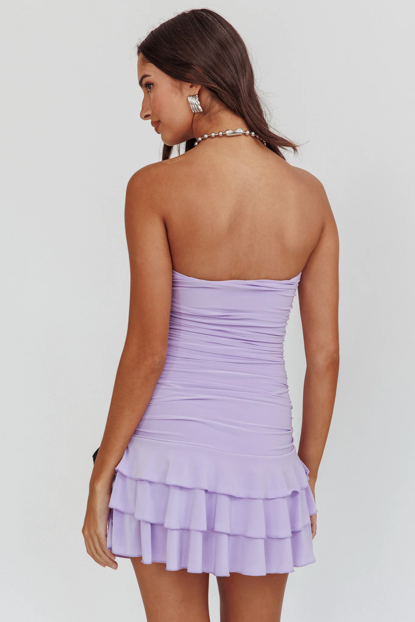 Dottie Bodycon Ruffle Mini Dress Lavender - Seraphlike