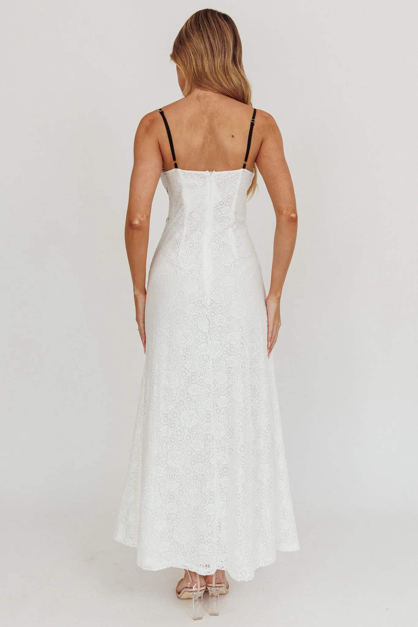 Find Your Way Lace Contrast Maxi Dress White - Seraphlike