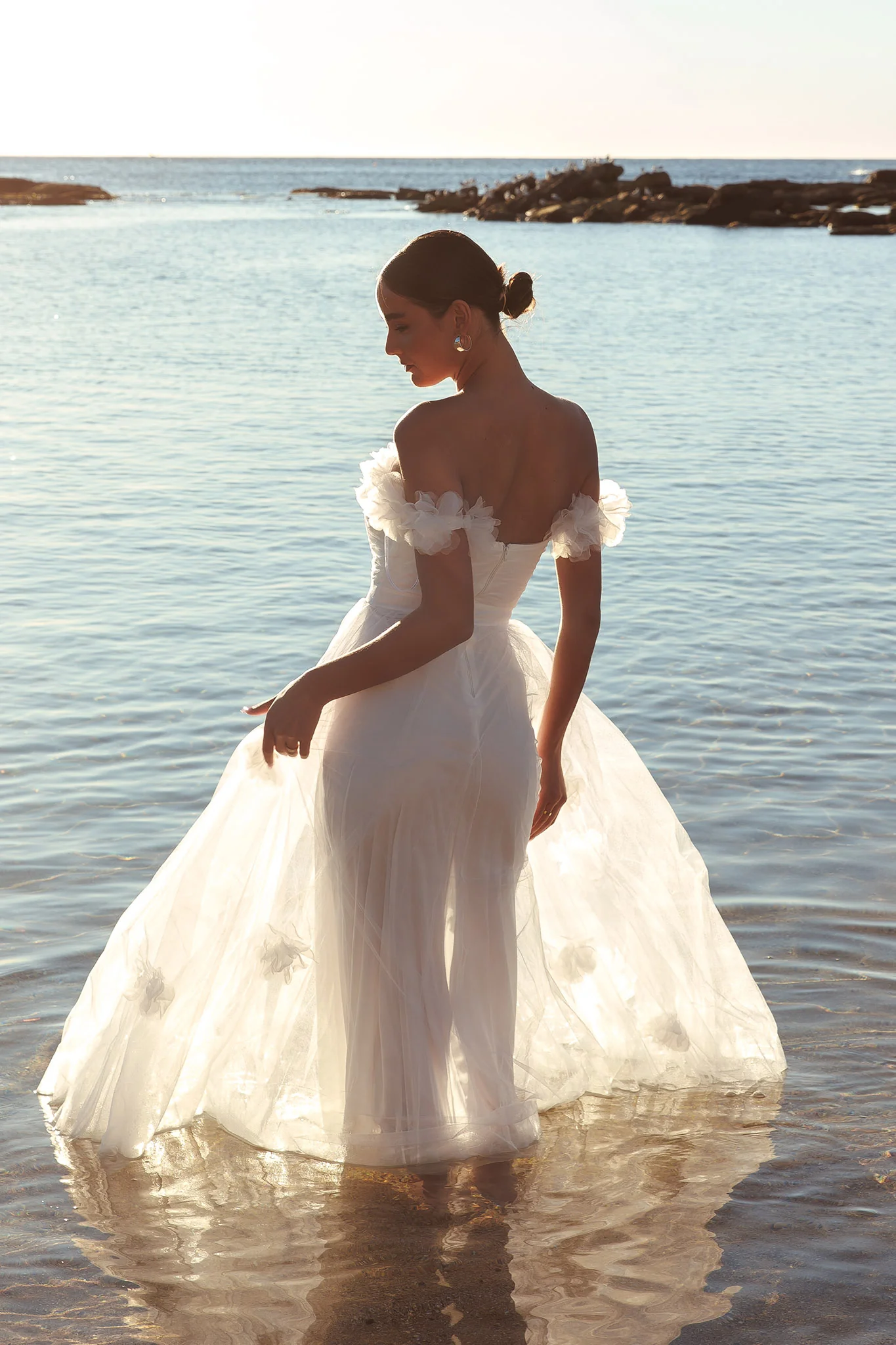 Good Things Tulle Rosette Maxi Dress Ivory - Seraphlike