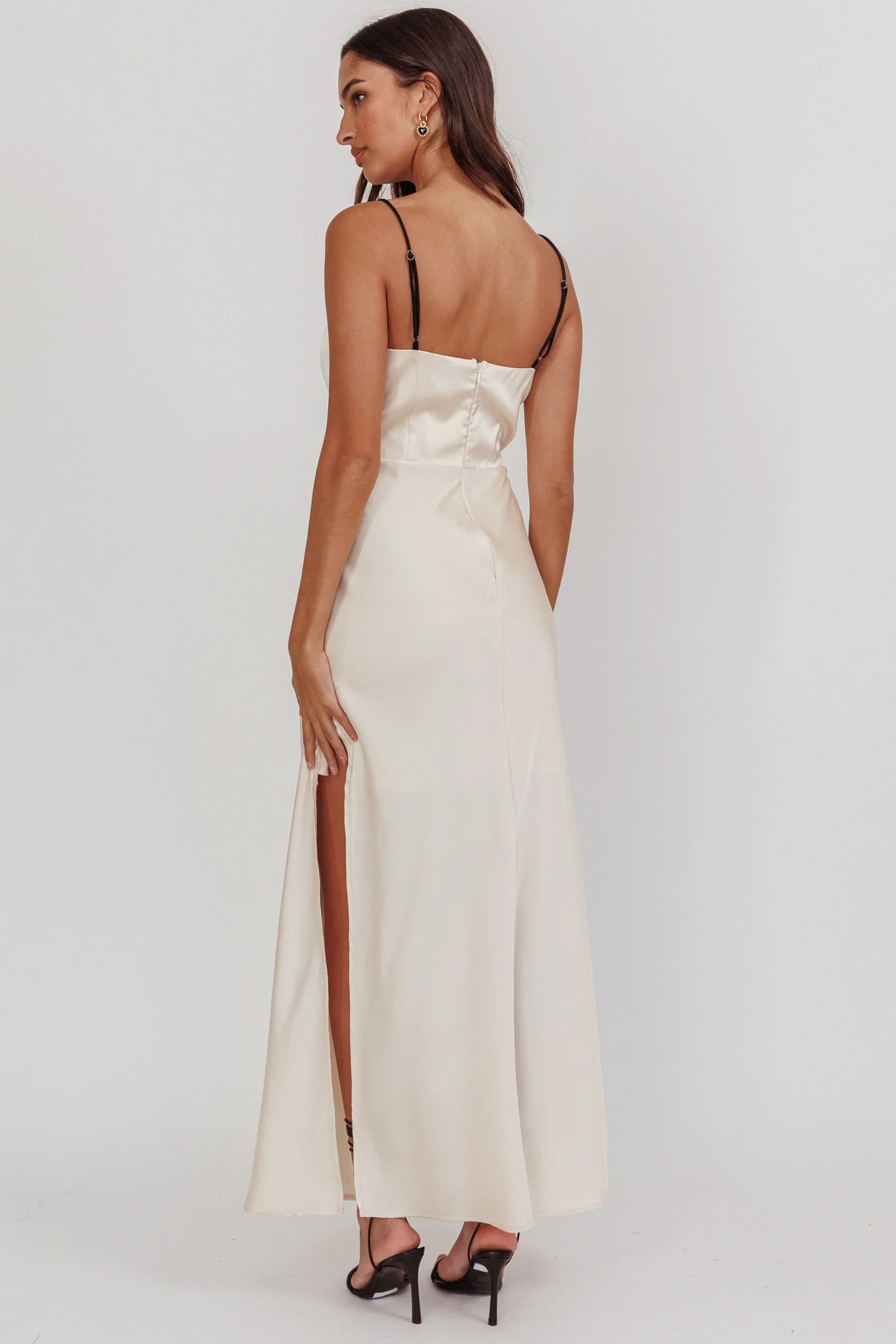 Tomorrow's Love Gathered Bow Neckline Maxi Dress Oyster - Seraphlike
