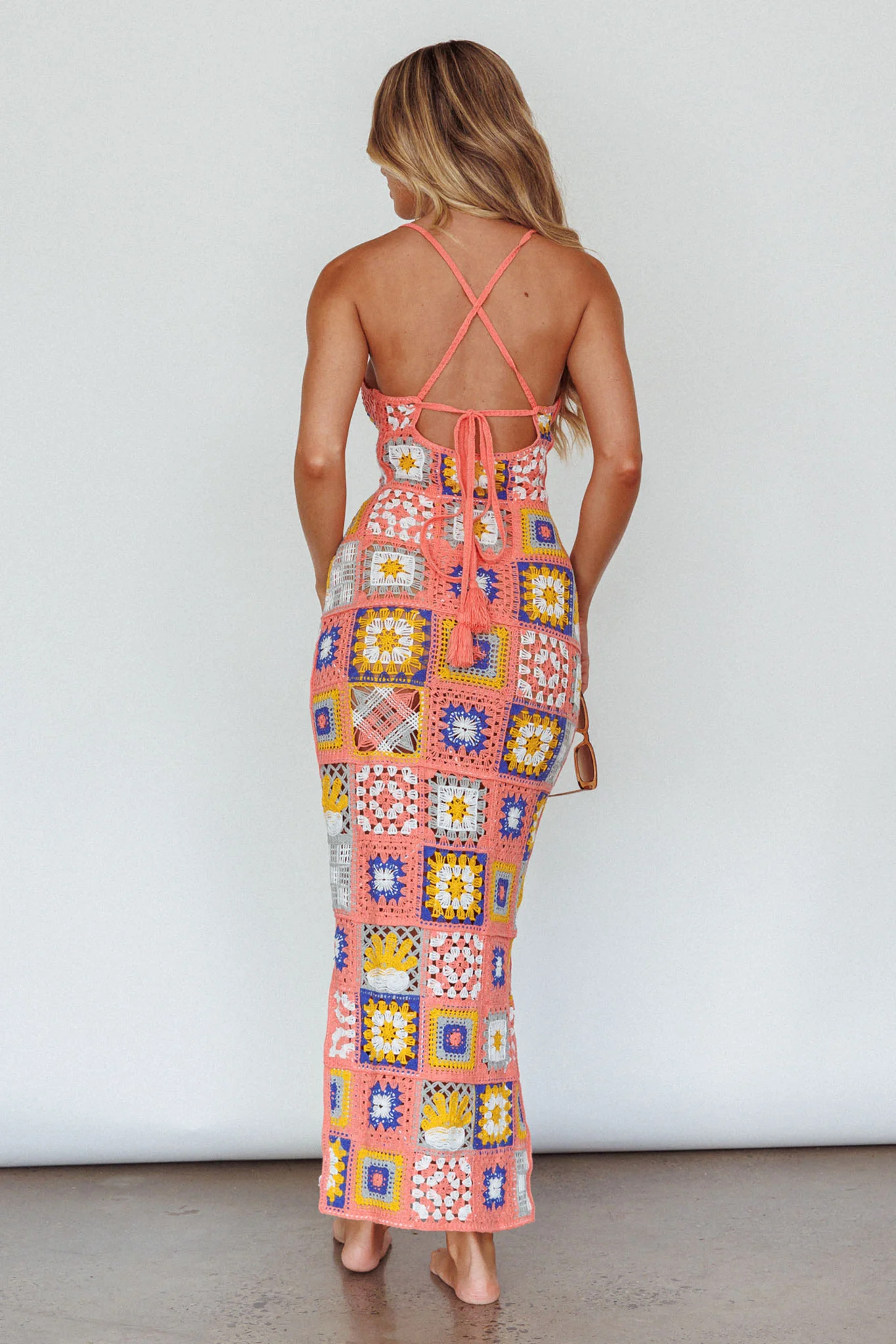 Bali Babe Crochet Maxi Dress Pink Multi - Seraphlike