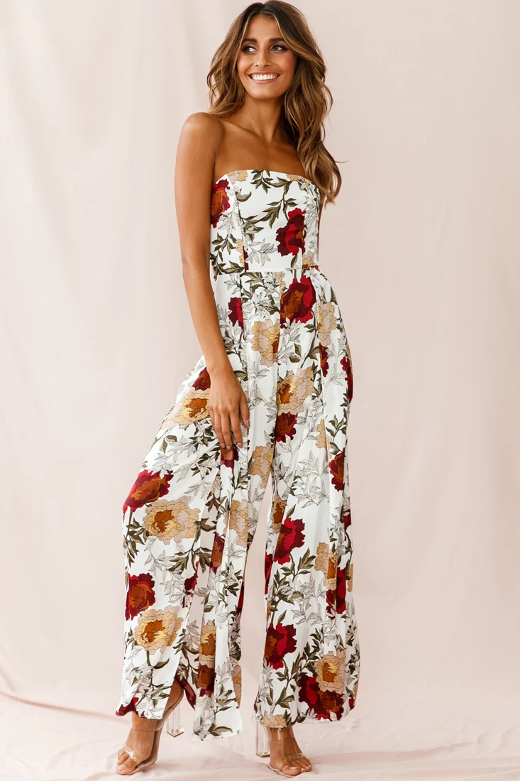 Yuzu Wide Leg Bandeau Jumpsuit White - Seraphlike