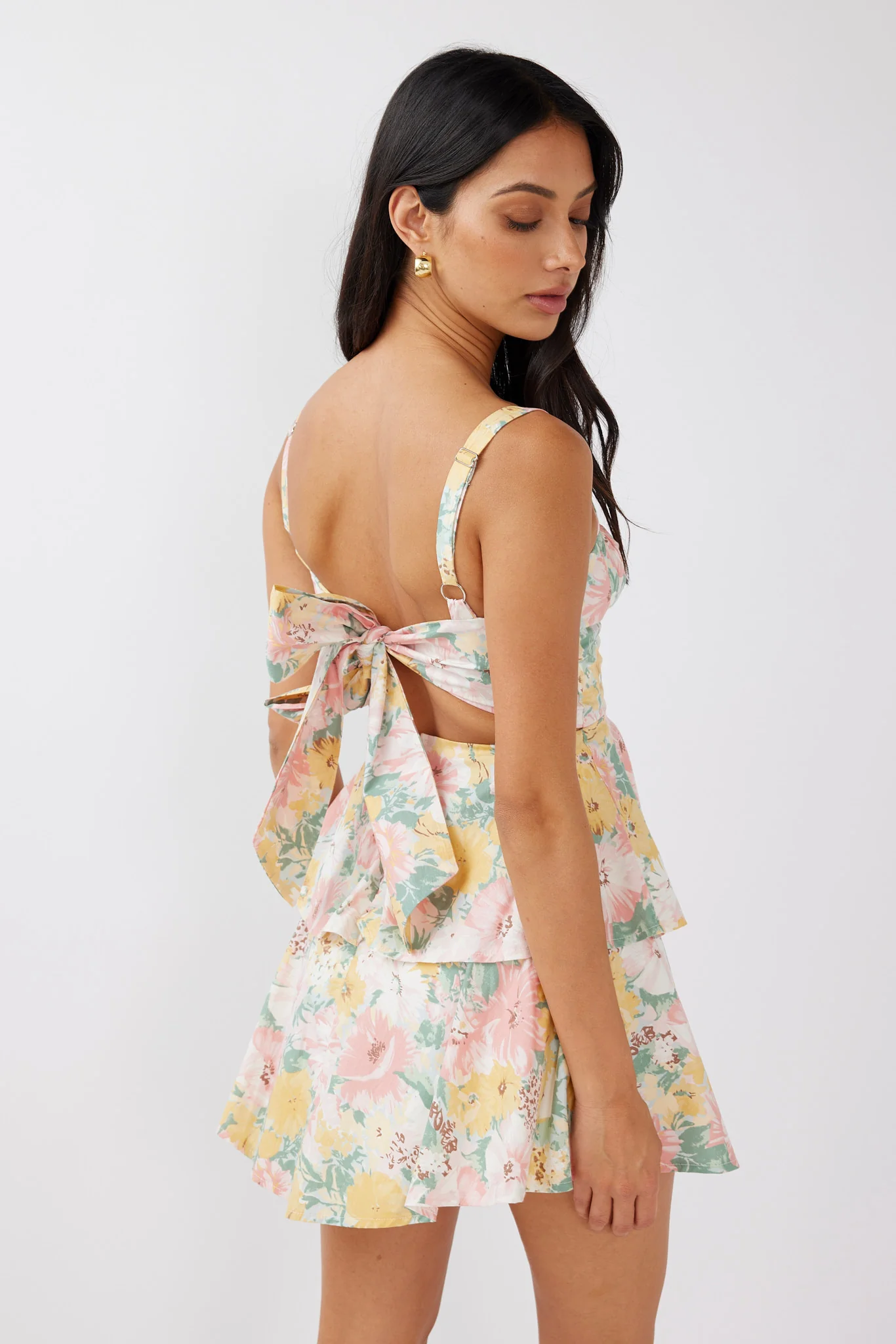 Provence Bloom Tiered Mini Dress Multi Blush - Seraphlike