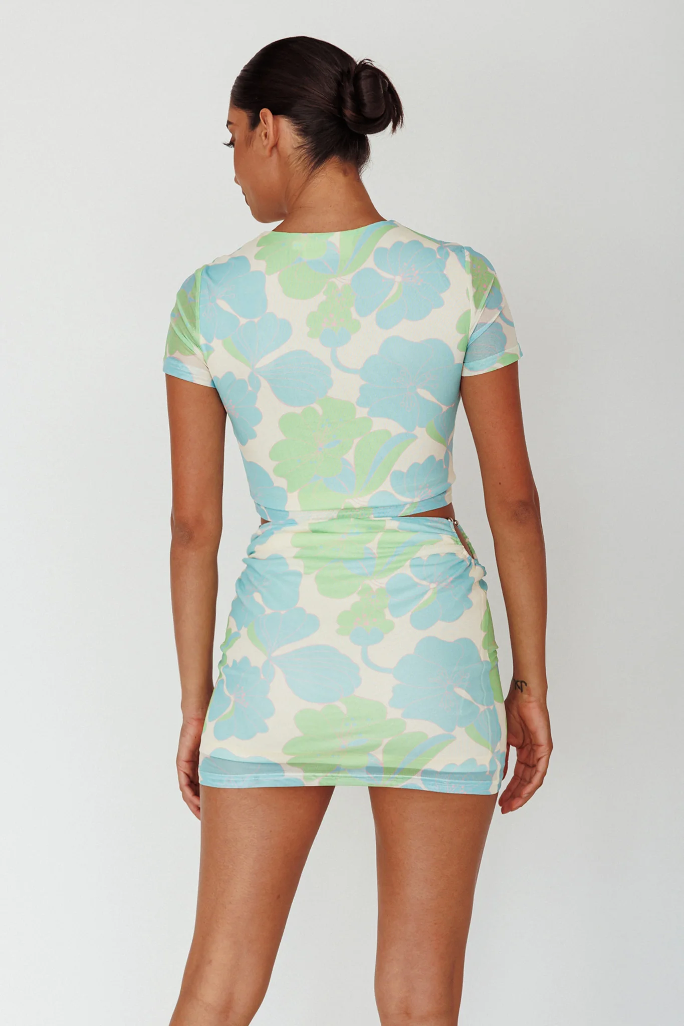 Angelus Ring Accent Mini Skirt Printed Cream - Seraphlike