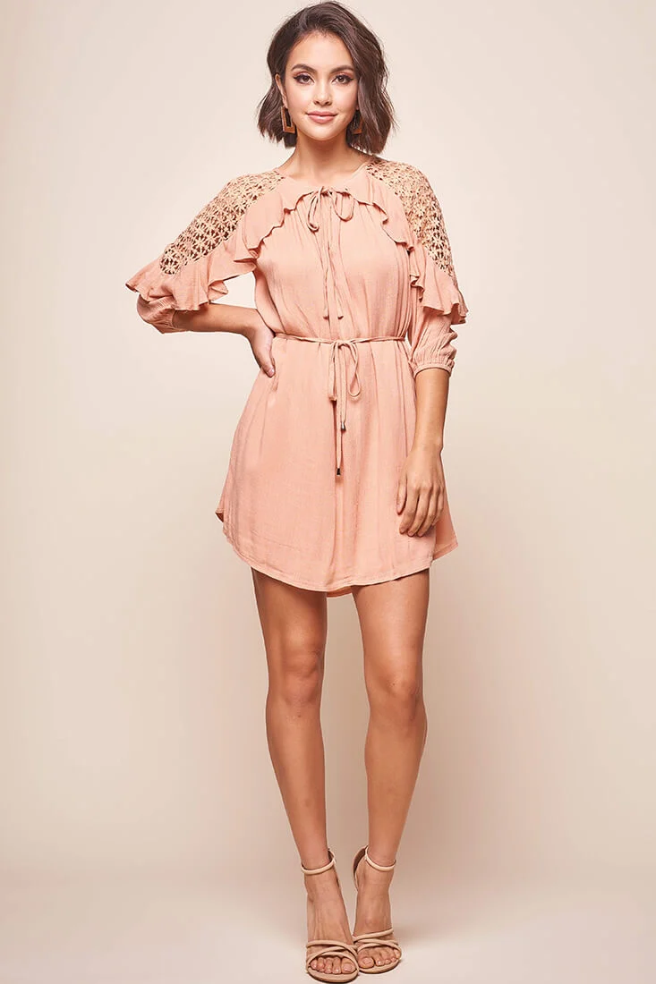 Arizona Waist-Tie Kaftan Dress Rose - Seraphlike